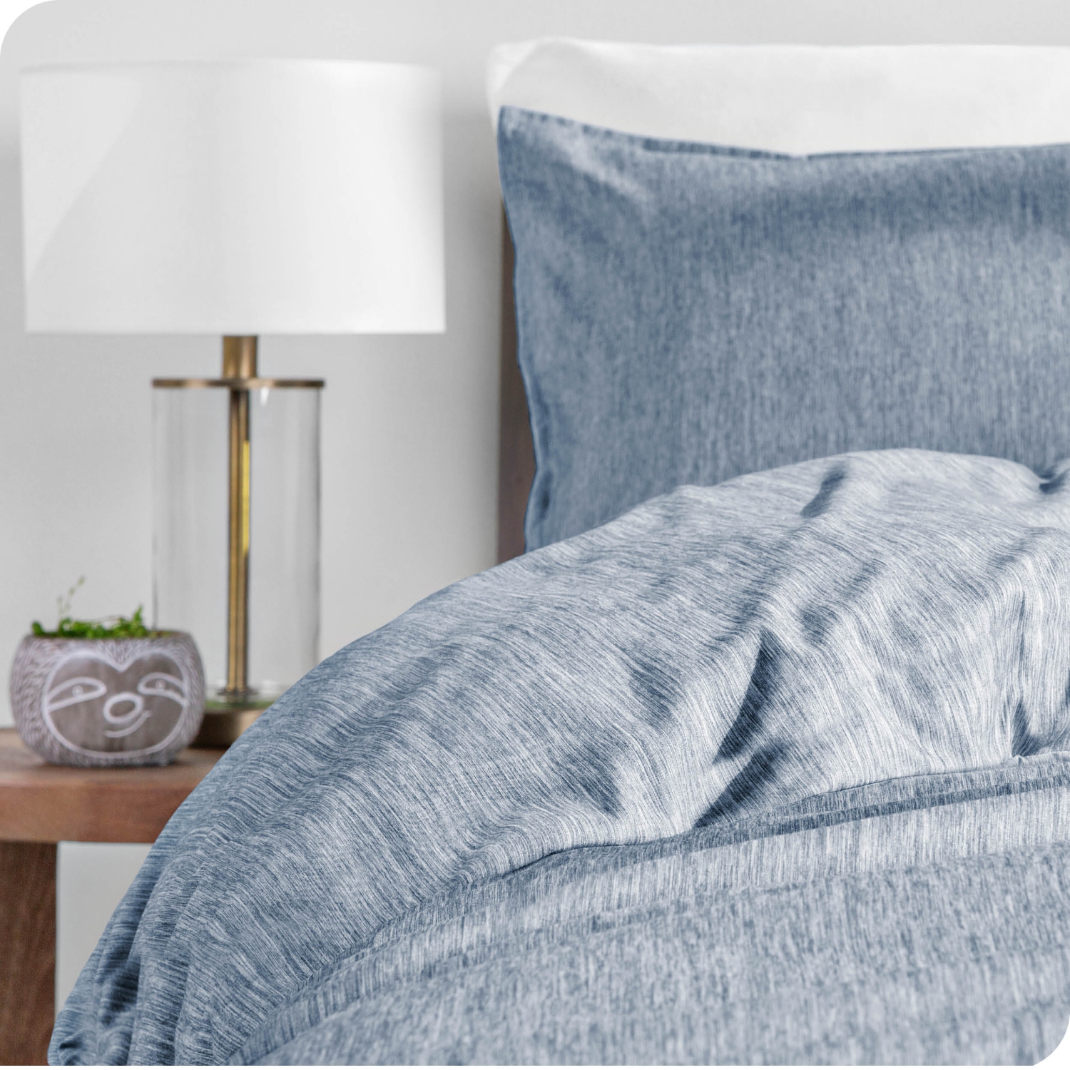 Bare Home Duvet Cover and Sham Set - Premium 1800 Ultra-Soft Brushed Microfiber - Hypoallergenic, Easy Care, Wrinkle Resistant - Full, Heather Blue