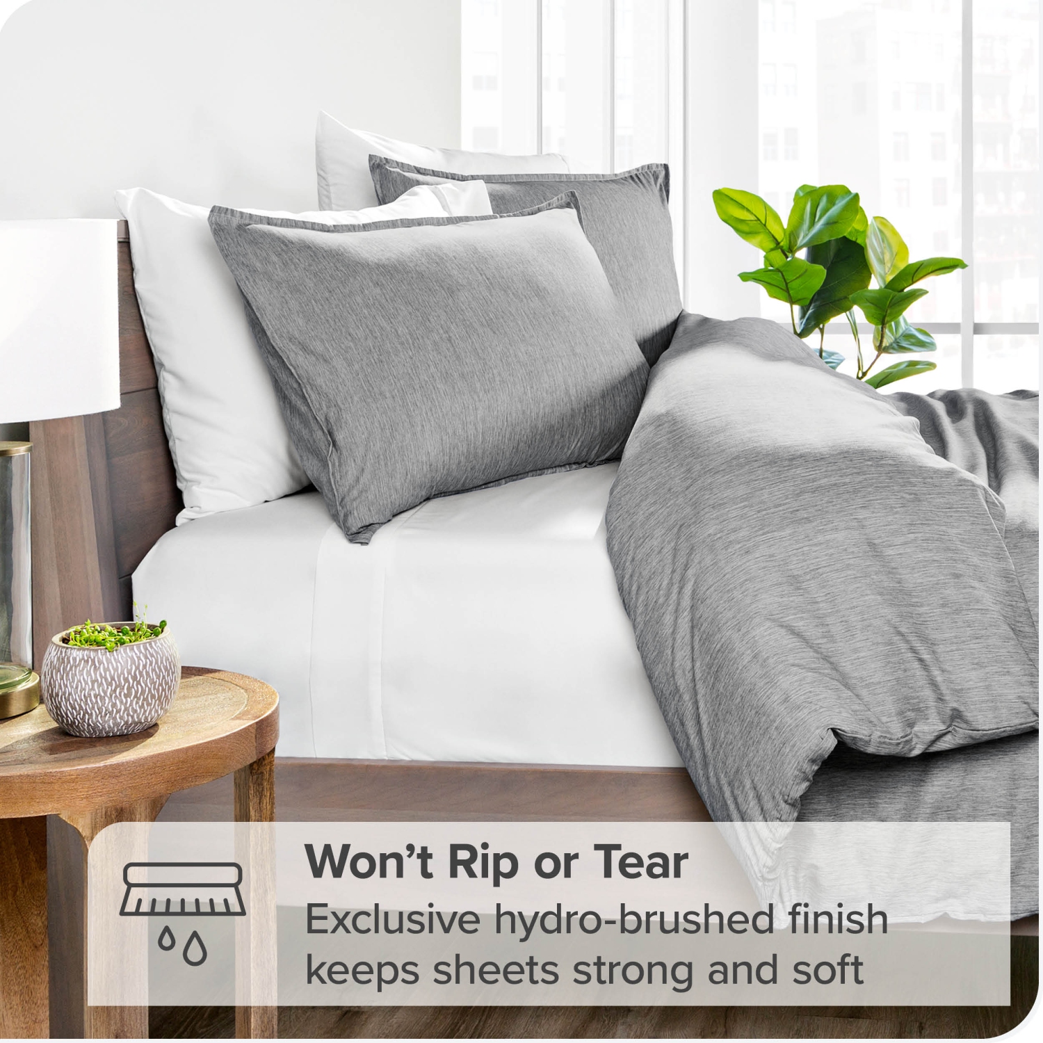 Bare Home Duvet Cover and Sham Set - Premium 1800 Ultra-Soft Brushed Microfiber - Hypoallergenic, Easy Care, Wrinkle Resistant - Full, Heather