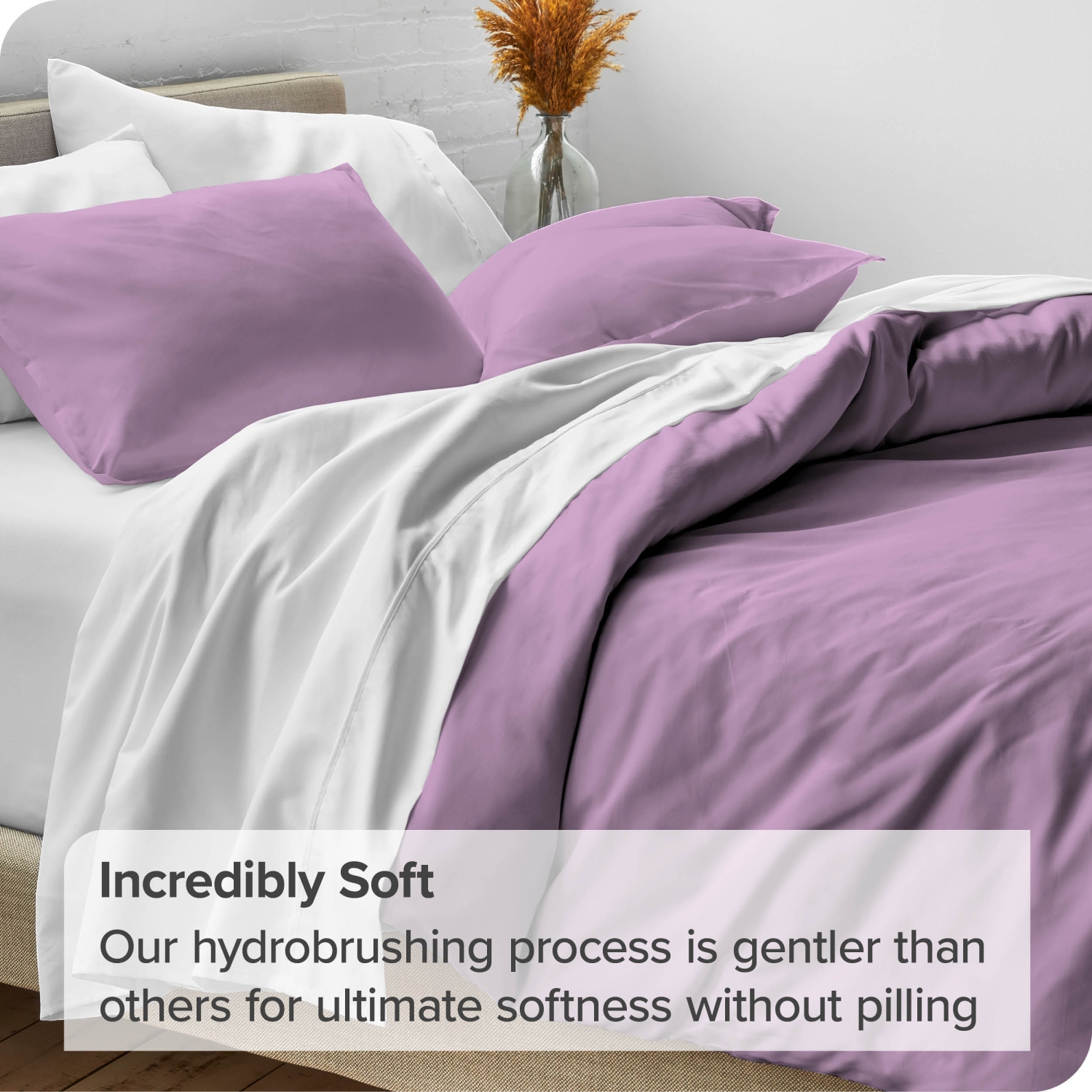 Bare Home Duvet Cover and Sham Set - Premium 1800 Ultra-Soft Brushed Microfiber - Hypoallergenic, Easy Care, Wrinkle Resistant - Queen, Lavender