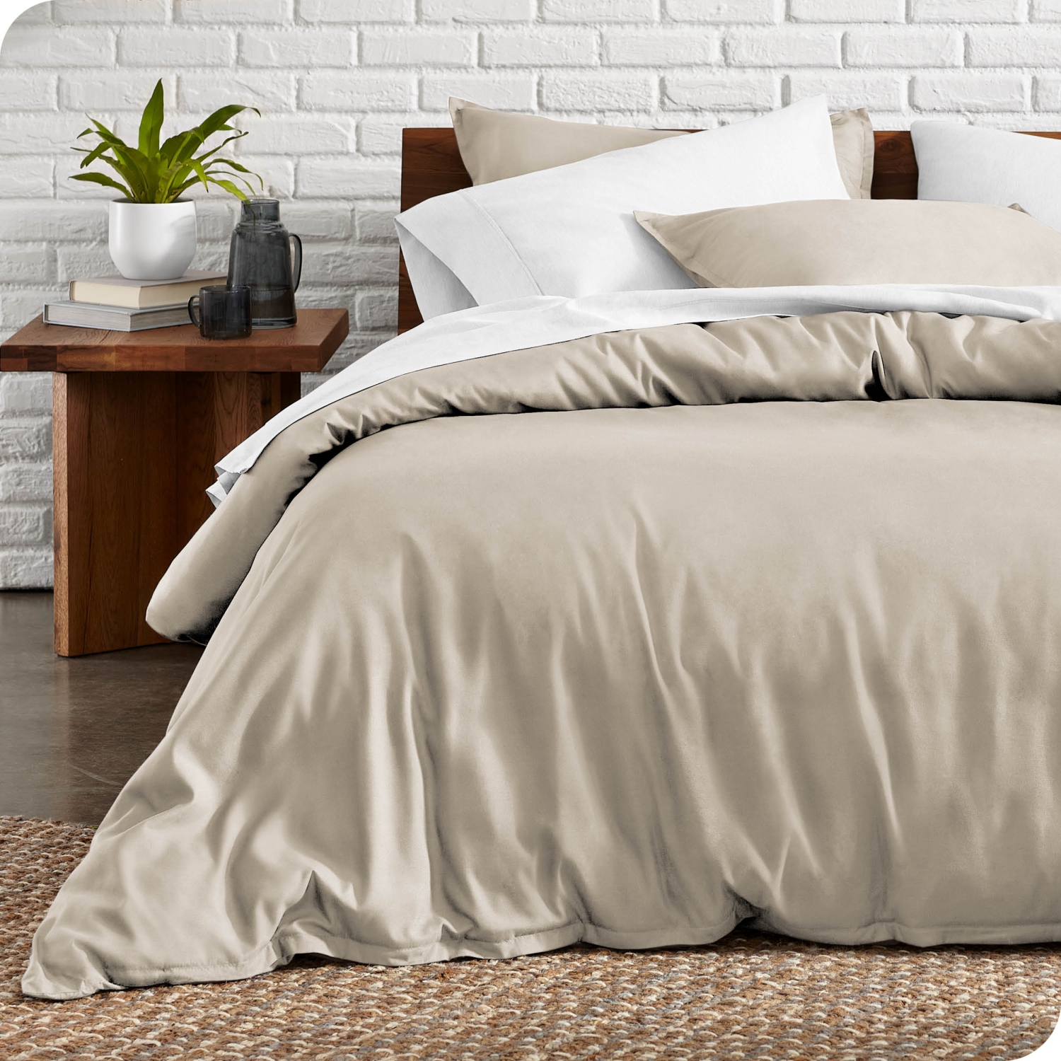 Bare Home Duvet Cover and Sham Set - Premium 1800 Ultra-Soft Brushed Microfiber - Hypoallergenic, Easy Care, Wrinkle Resistant - Queen, Sand