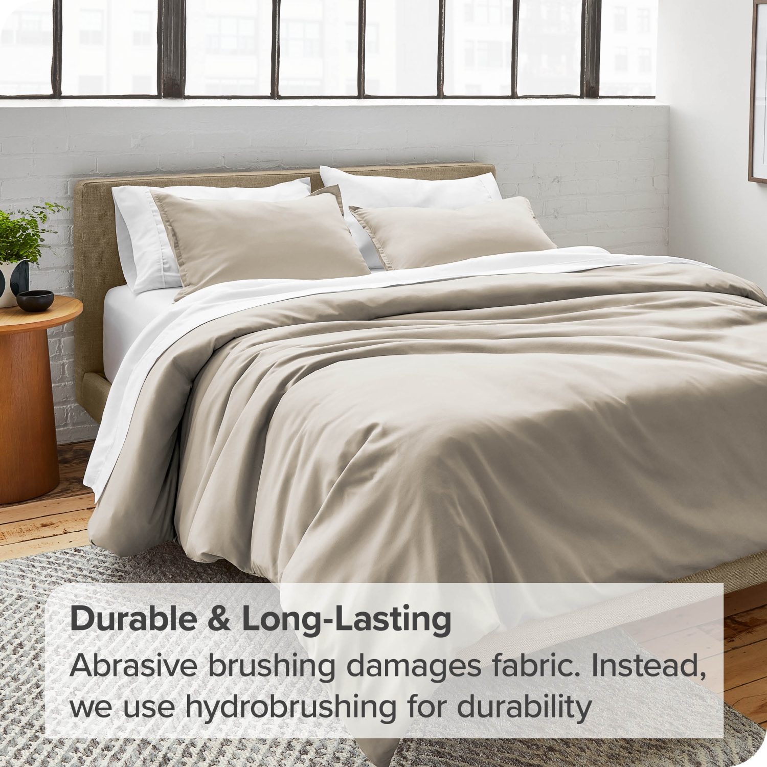 Bare Home Duvet Cover and Sham Set - Premium 1800 Ultra-Soft Brushed Microfiber - Hypoallergenic, Easy Care, Wrinkle Resistant - Queen, Sand