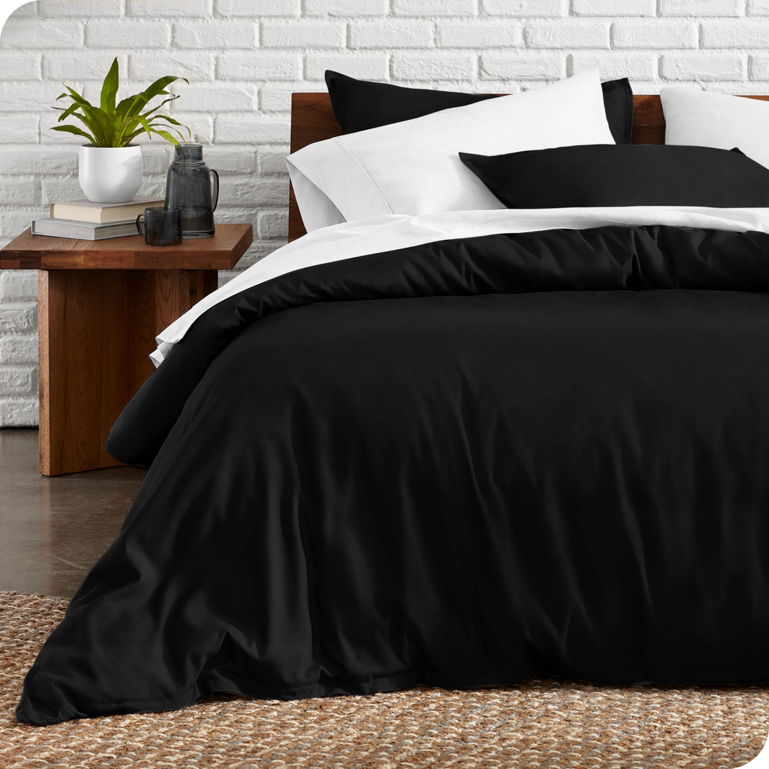 Bare Home Duvet Cover and Sham Set - Premium 1800 Ultra-Soft Brushed Microfiber - Hypoallergenic, Easy Care, Wrinkle Resistant - Twin/Twin XL, Black