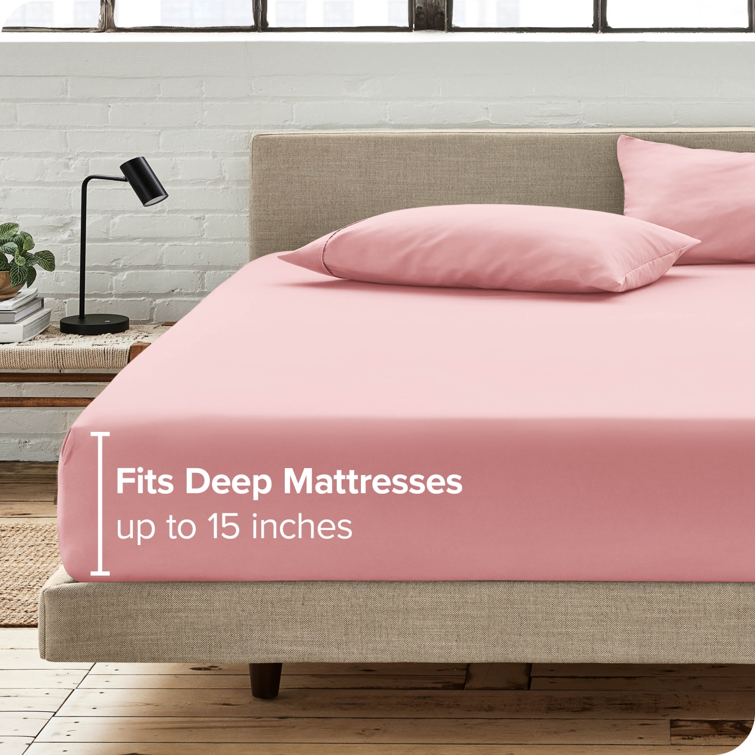 Bare Home Fitted Bottom Sheet - Premium 1800 Ultra-Soft Wrinkle Resistant Microfiber - Hypoallergenic - Deep Pocket - Twin XL, Light Pink