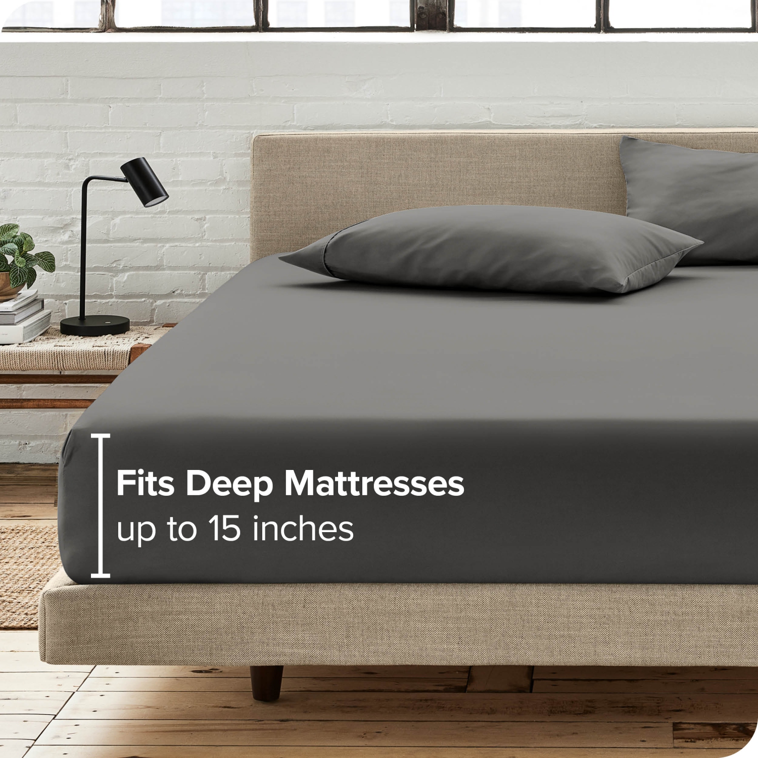 Bare Home Fitted Bottom Sheet - Premium 1800 Ultra-Soft Wrinkle Resistant Microfiber - Hypoallergenic - Deep Pocket - Full XL, Grey