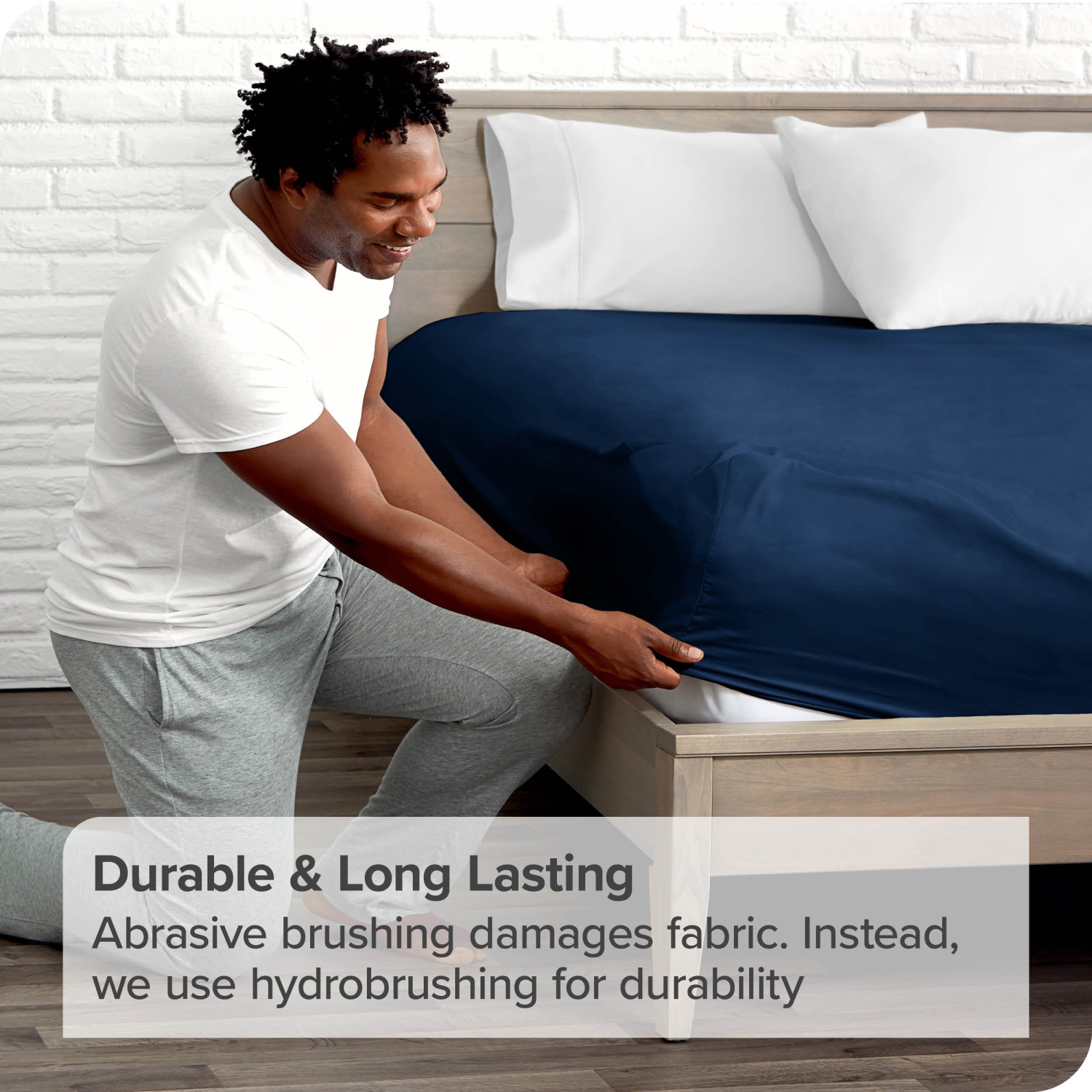 Bare Home Fitted Bottom Sheet - Premium 1800 Ultra-Soft Wrinkle Resistant Microfiber - Hypoallergenic - Deep Pocket - King, Dark Blue