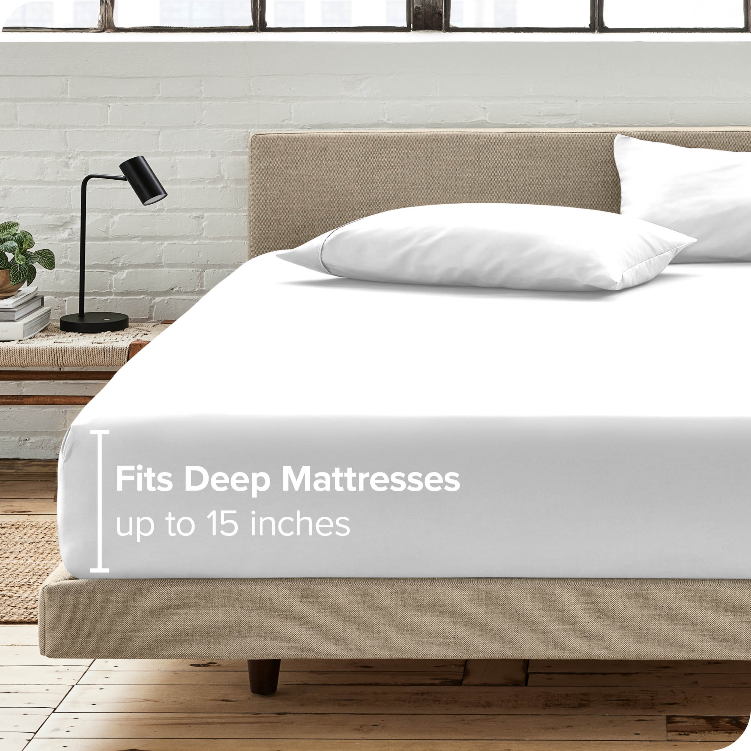 Bare Home Fitted Bottom Sheet - Premium 1800 Ultra-Soft Wrinkle Resistant Microfiber - Hypoallergenic - Deep Pocket - Split Queen, White