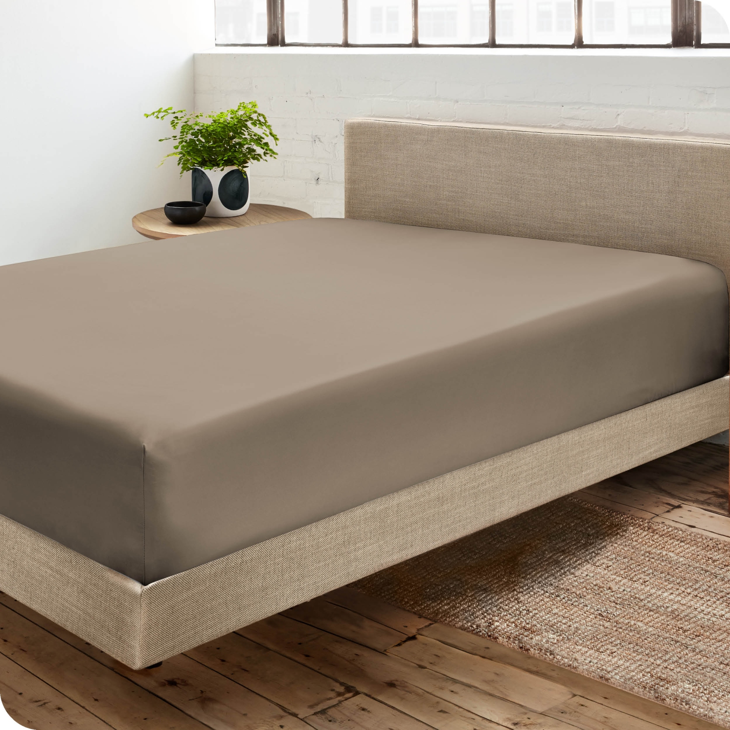 Bare Home Fitted Bottom Sheet - Premium 1800 Ultra-Soft Wrinkle Resistant Microfiber - Hypoallergenic - Deep Pocket - Queen, Taupe