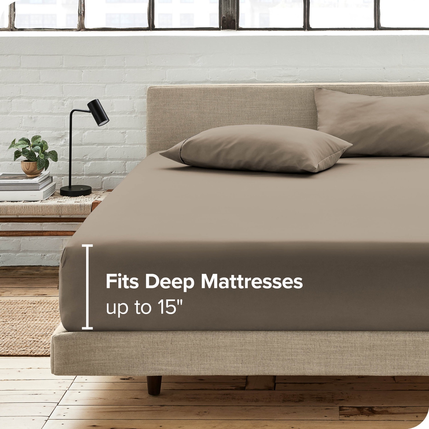 Bare Home Fitted Bottom Sheet - Premium 1800 Ultra-Soft Wrinkle Resistant Microfiber - Hypoallergenic - Deep Pocket - Queen, Taupe