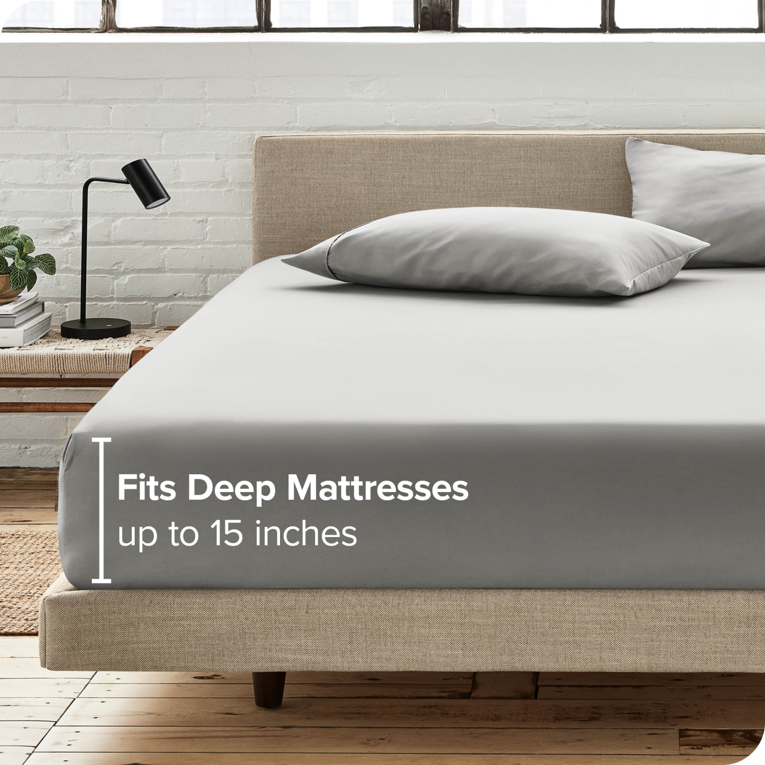 Bare Home Fitted Bottom Sheet - Premium 1800 Ultra-Soft Wrinkle Resistant Microfiber - Hypoallergenic - Deep Pocket - Twin, Light Grey