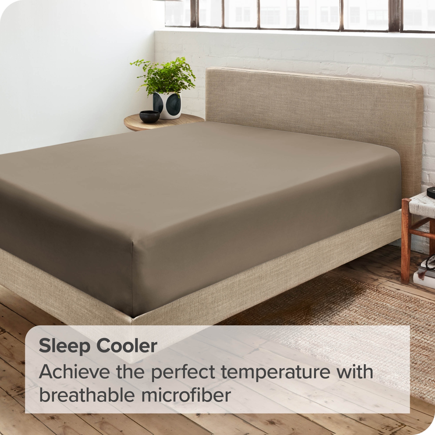 Drap du bas ajusté de Bare Home - microfibre ultradouce 1800-anti-plis - Hypoallergénique - Pochette profonde - TG simple, taupe