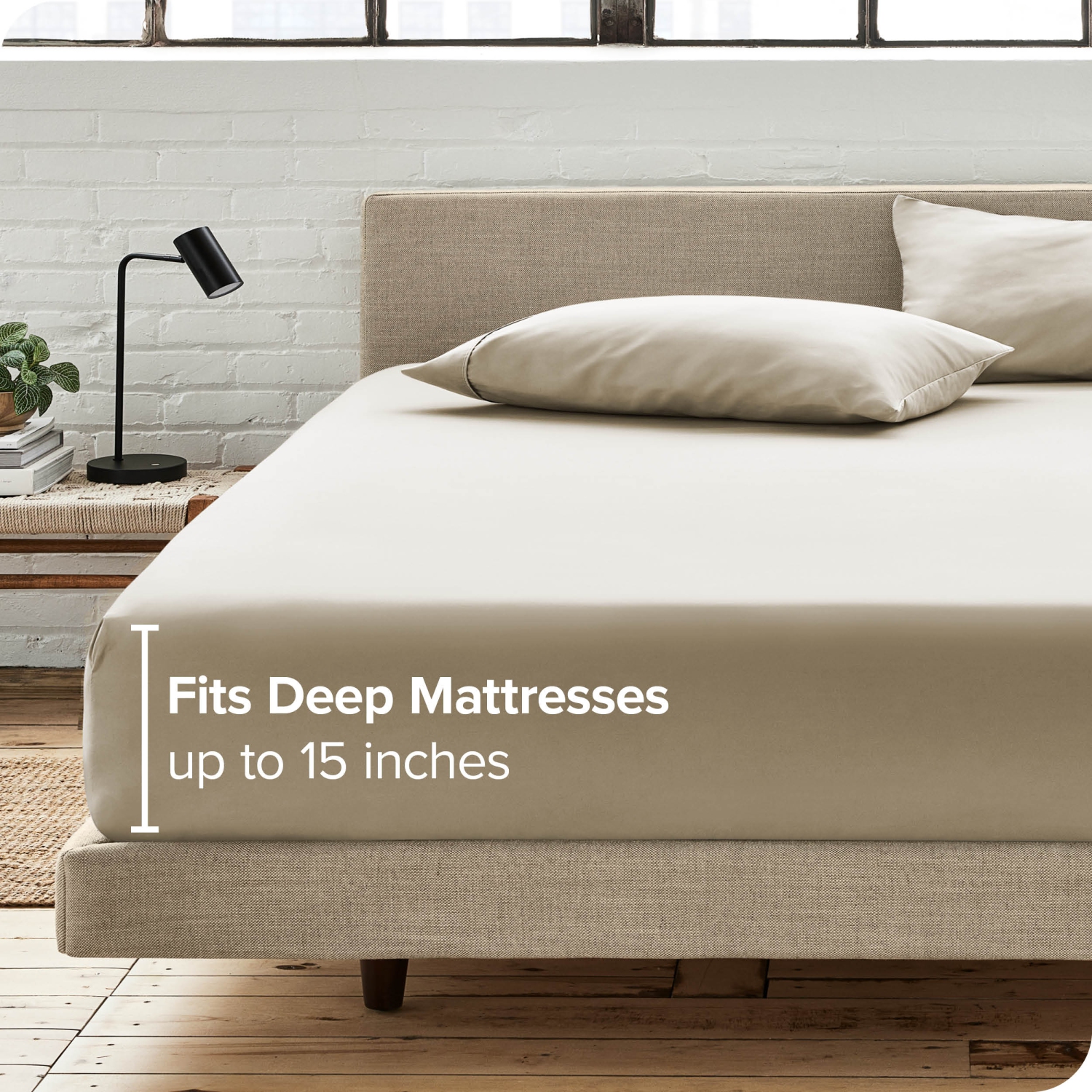 Bare Home Fitted Bottom Sheet - Premium 1800 Ultra-Soft Wrinkle Resistant Microfiber - Hypoallergenic - Deep Pocket - Queen, Sand