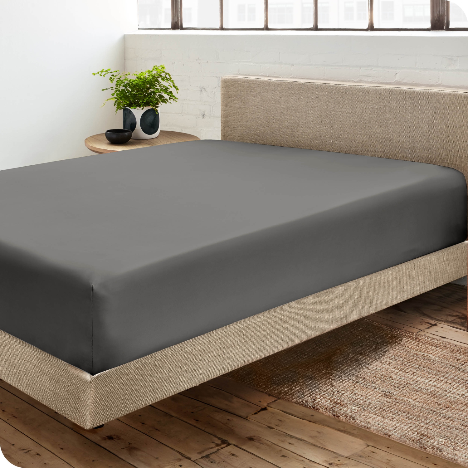 Bare Home Fitted Bottom Sheet - Premium 1800 Ultra-Soft Wrinkle Resistant Microfiber - Hypoallergenic - Deep Pocket - Split Head Flex King, Grey
