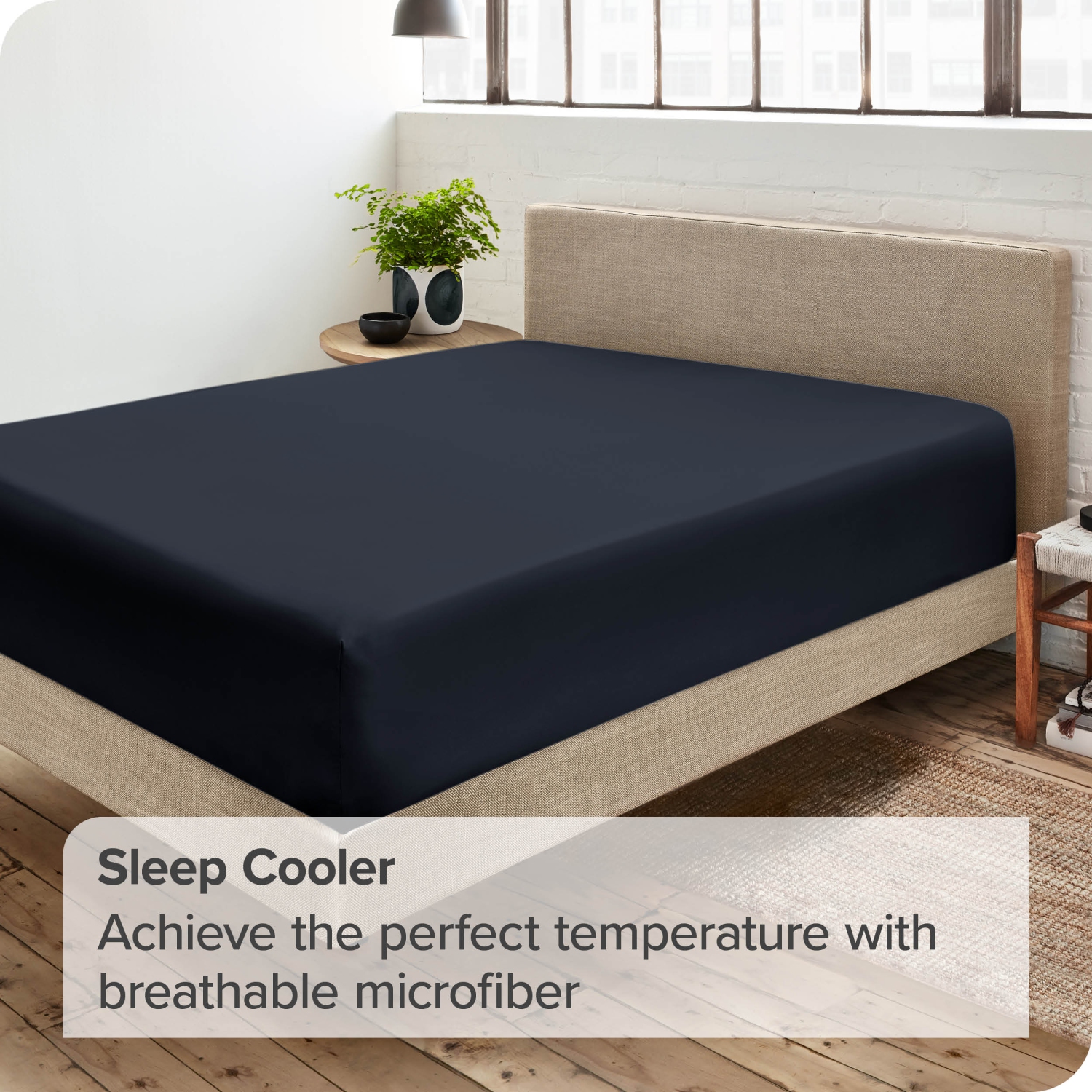 Bare Home Fitted Bottom Sheet - Premium 1800 Ultra-Soft Wrinkle Resistant Microfiber - Hypoallergenic - Deep Pocket - Queen, Midnight Blue