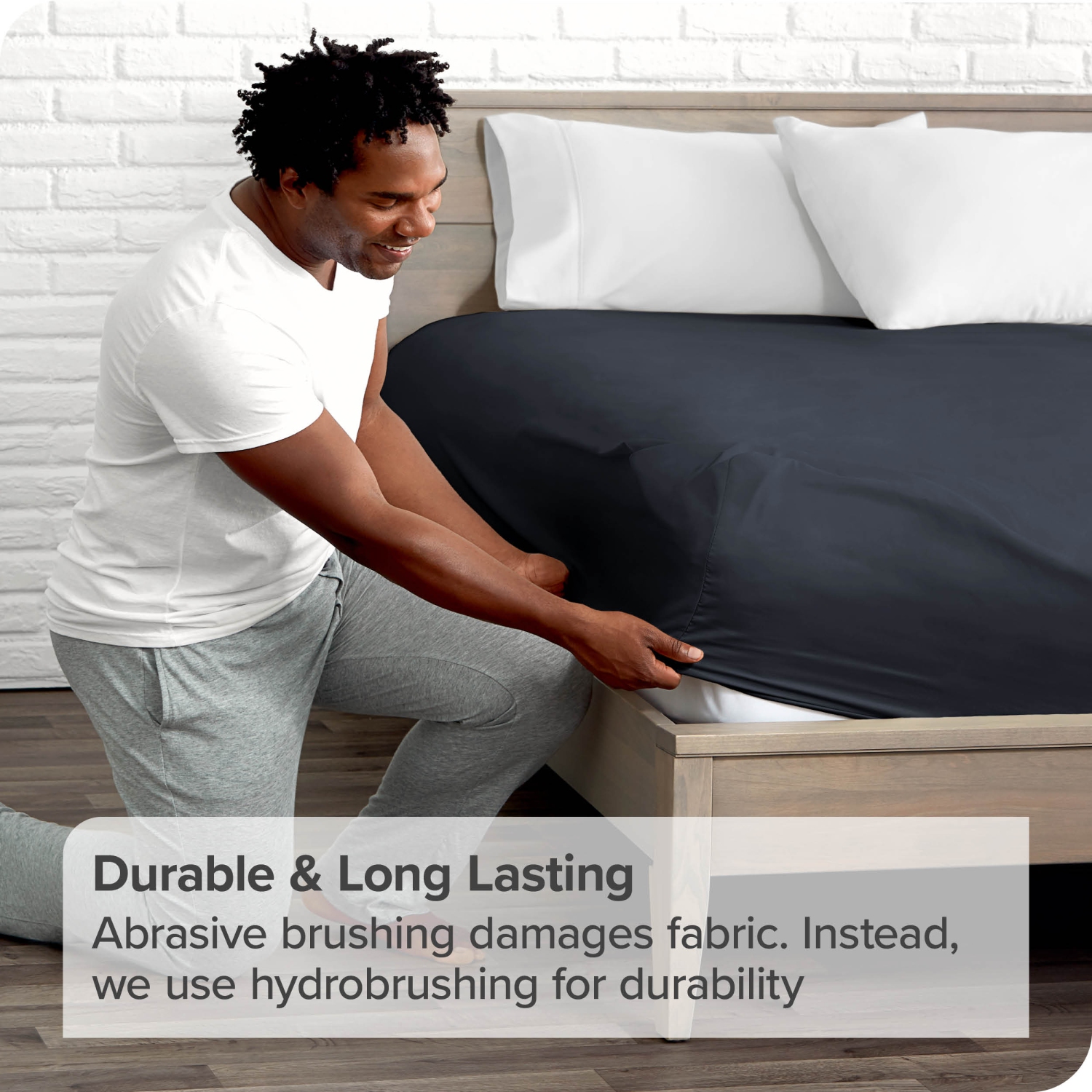 Drap du bas ajusté de Bare Home - microfibre ultradouce 1800-hypoallergénique-poche profonde-pleine grandeur, bleu minuit