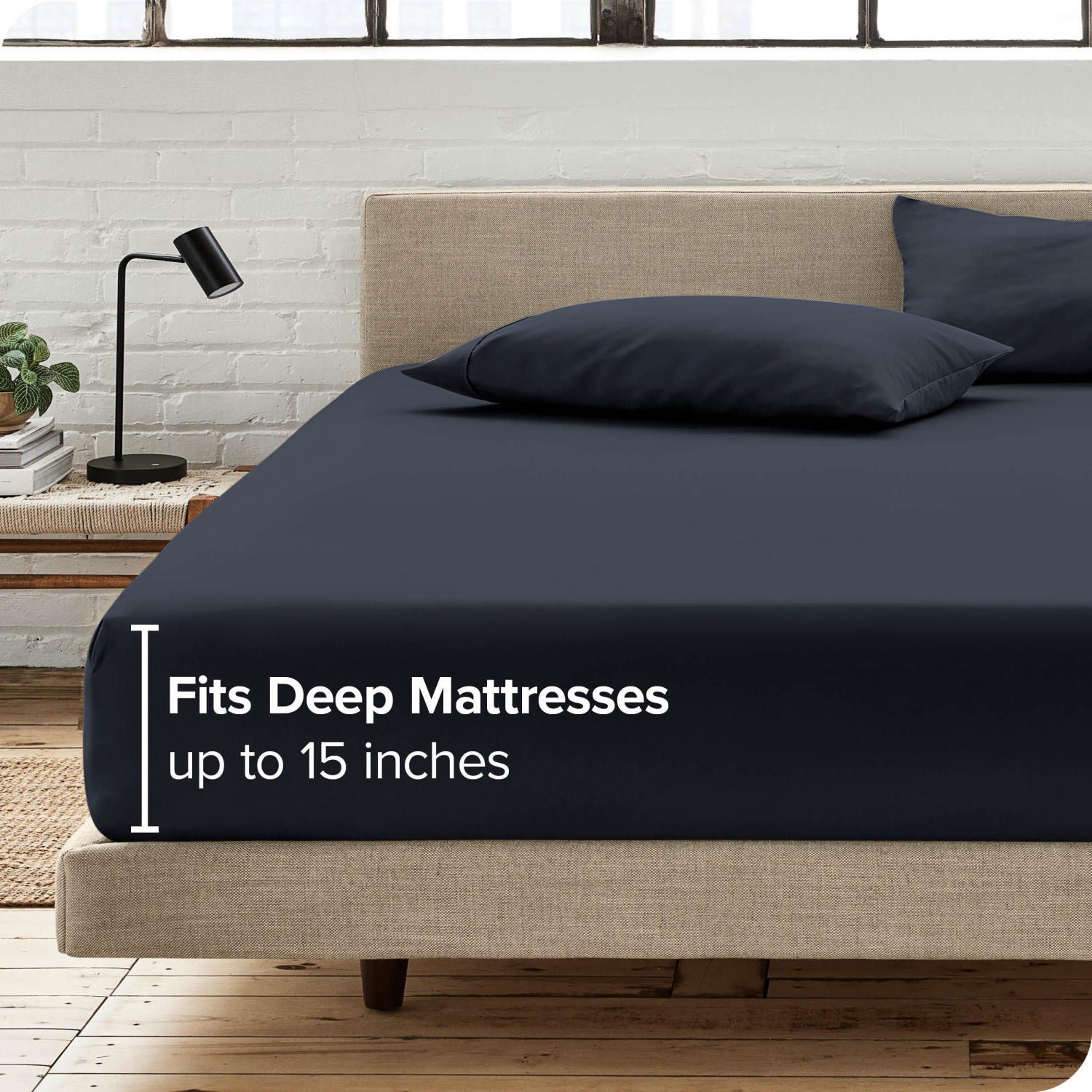 Drap du bas ajusté de Bare Home - microfibre ultradouce 1800-hypoallergénique-poche profonde-pleine grandeur, bleu minuit