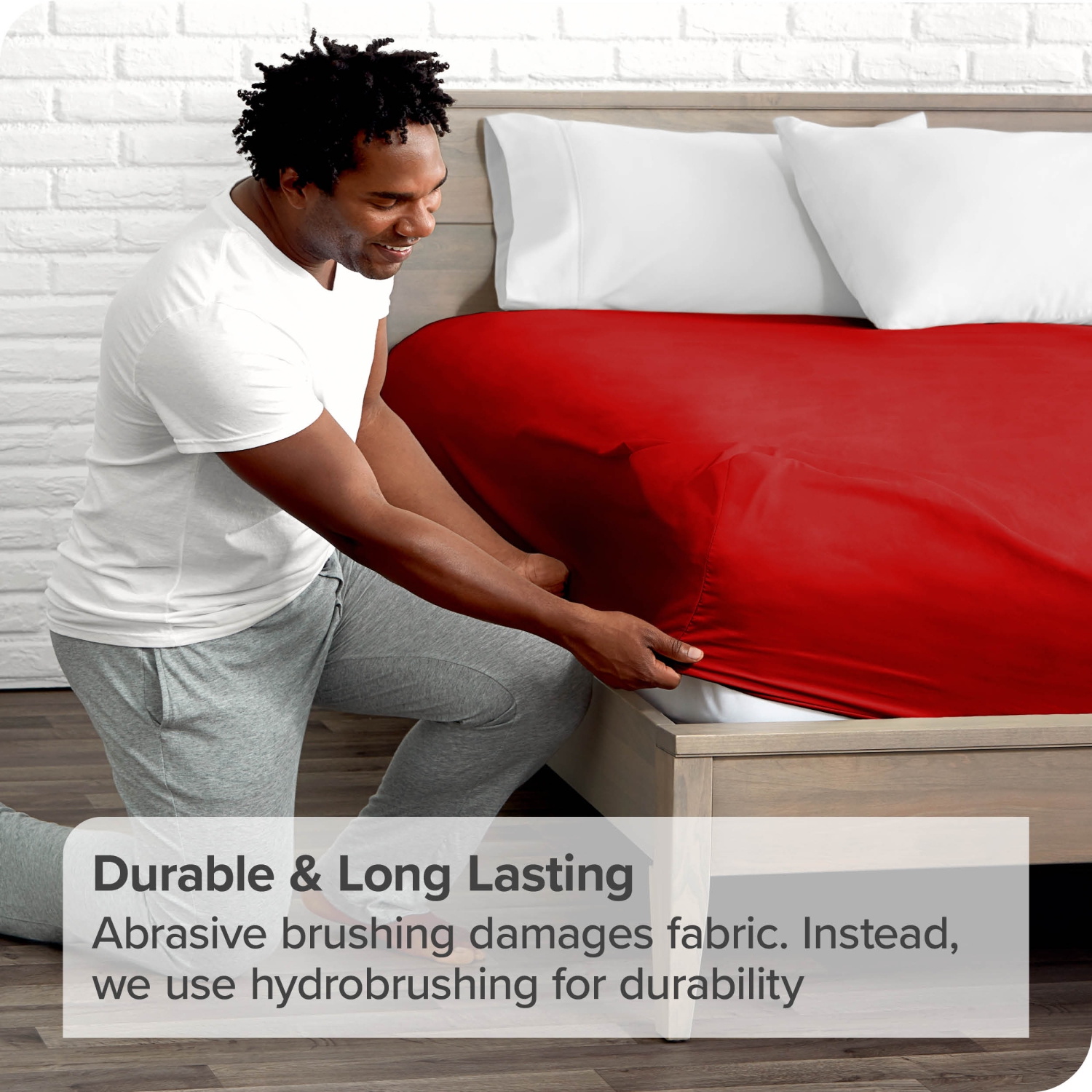 Bare Home Fitted Bottom Sheet - Premium 1800 Ultra-Soft Wrinkle Resistant Microfiber - Hypoallergenic - Deep Pocket - King, Red