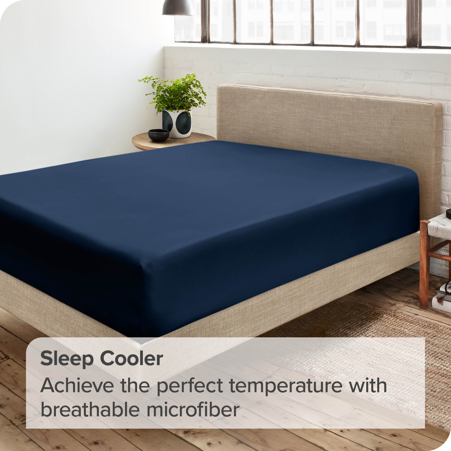 Bare Home Fitted Bottom Sheet - Premium 1800 Ultra-Soft Wrinkle Resistant Microfiber - Hypoallergenic - Deep Pocket - Queen, Dark Blue