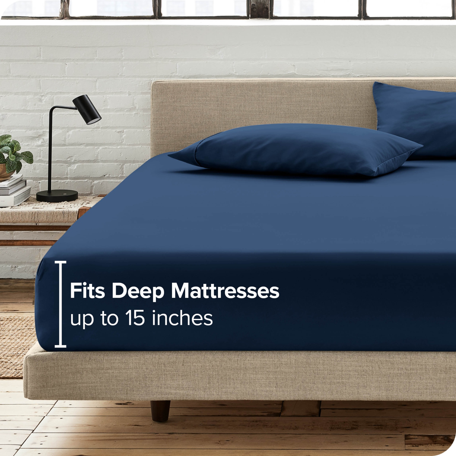 Bare Home Fitted Bottom Sheet - Premium 1800 Ultra-Soft Wrinkle Resistant Microfiber - Hypoallergenic - Deep Pocket - Queen, Dark Blue