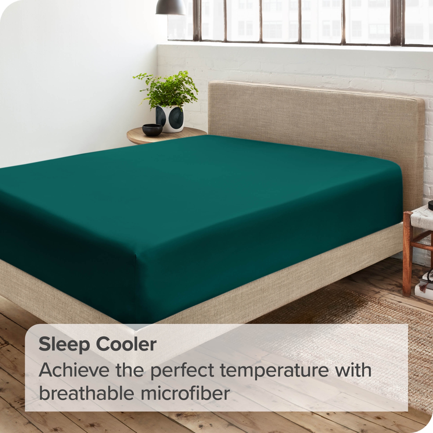 Drap du bas ajusté de Bare Home - microfibre ultradouce 1800-hypoallergénique-poche profonde-Grand lit, émeraude