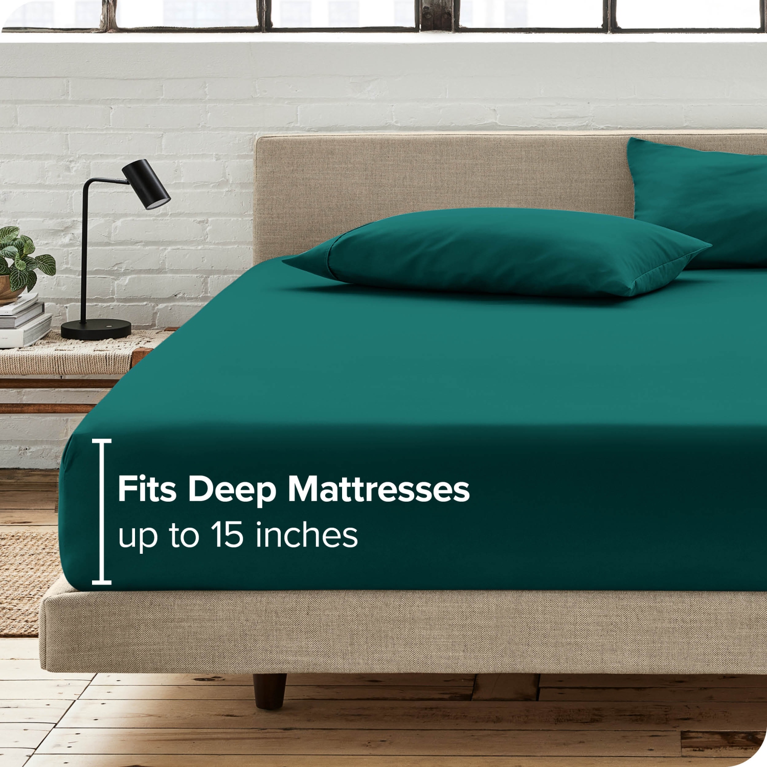 Drap du bas ajusté de Bare Home - microfibre ultradouce 1800-hypoallergénique-poche profonde-Grand lit, émeraude