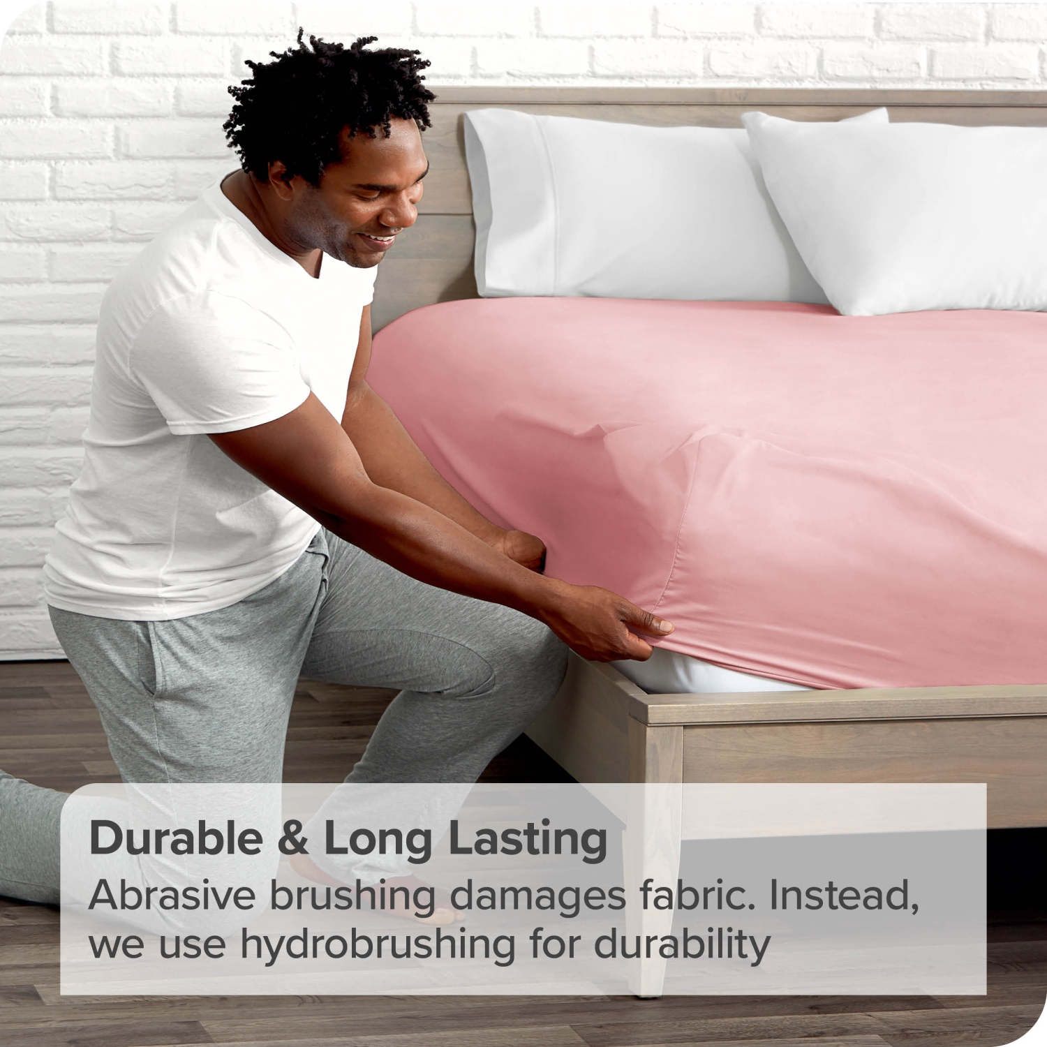 Bare Home Fitted Bottom Sheet - Premium 1800 Ultra-Soft Wrinkle Resistant Microfiber - Hypoallergenic - Deep Pocket - Twin, Light Pink