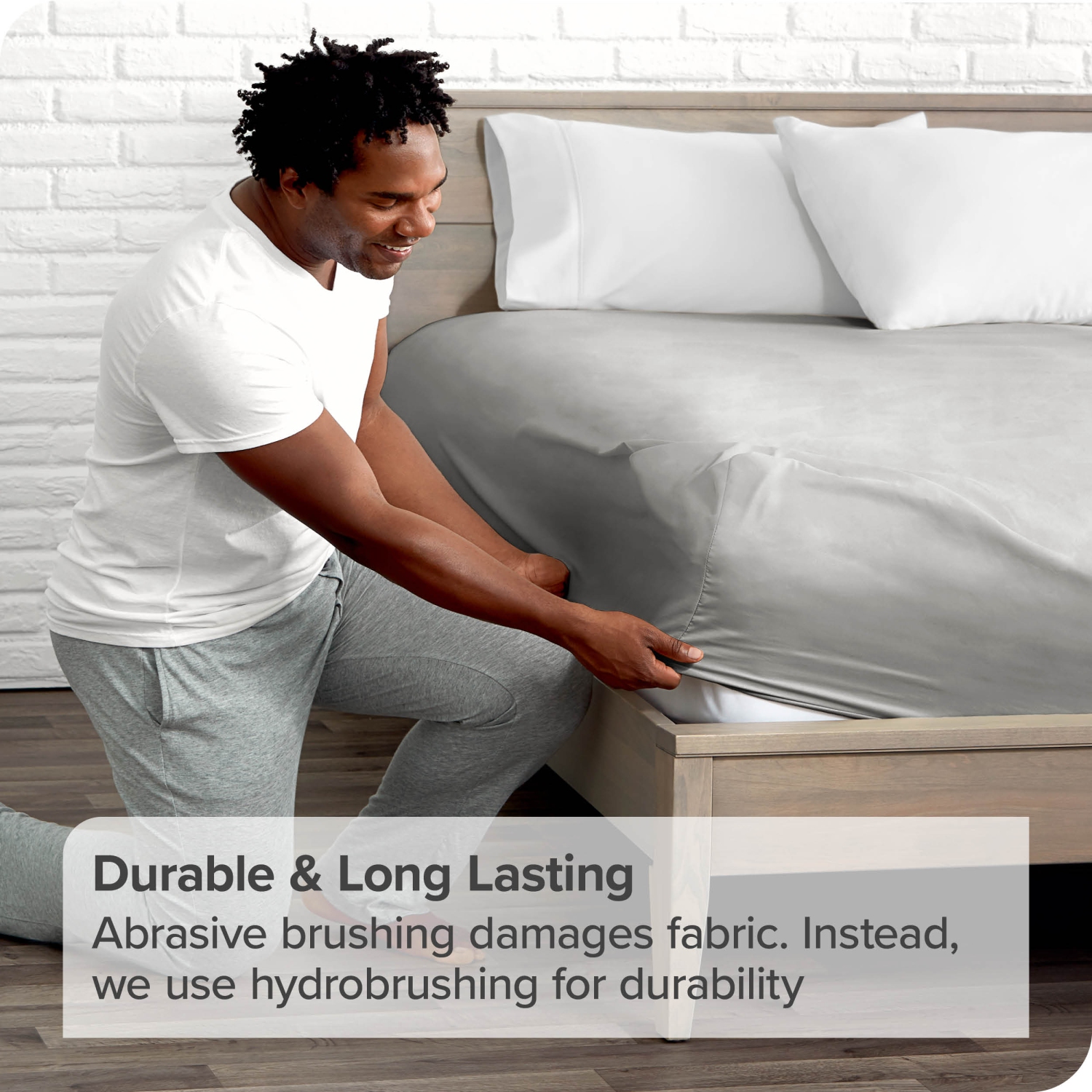 Bare Home Fitted Bottom Sheet - Premium 1800 Ultra-Soft Wrinkle Resistant Microfiber - Hypoallergenic - Deep Pocket - King, Light Grey