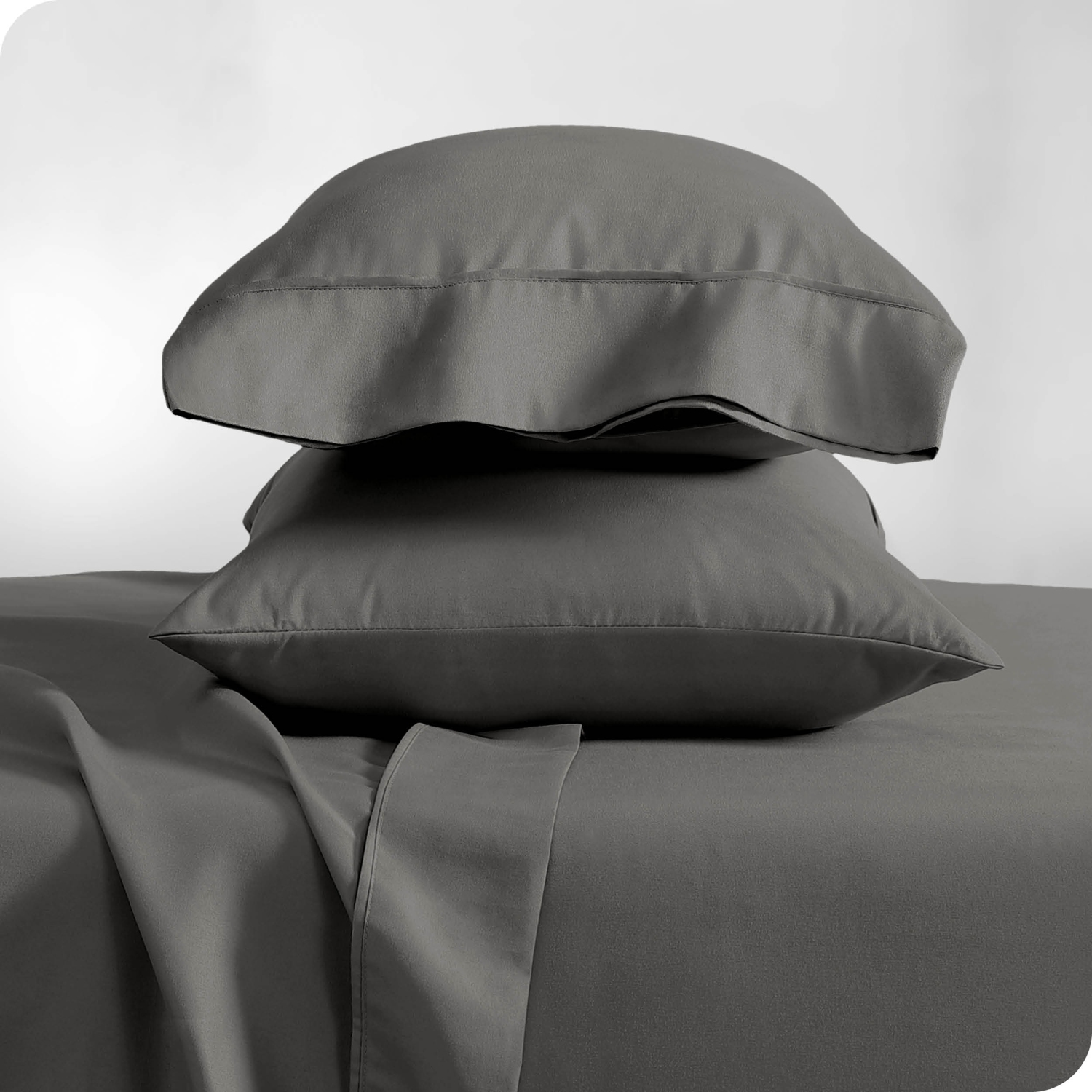 ENS. De taies d’oreiller en microfibre ultradouce 1800 de Bare Home - double brossé - Hypoallergénique - résistant aux plis - très grand lit, gris