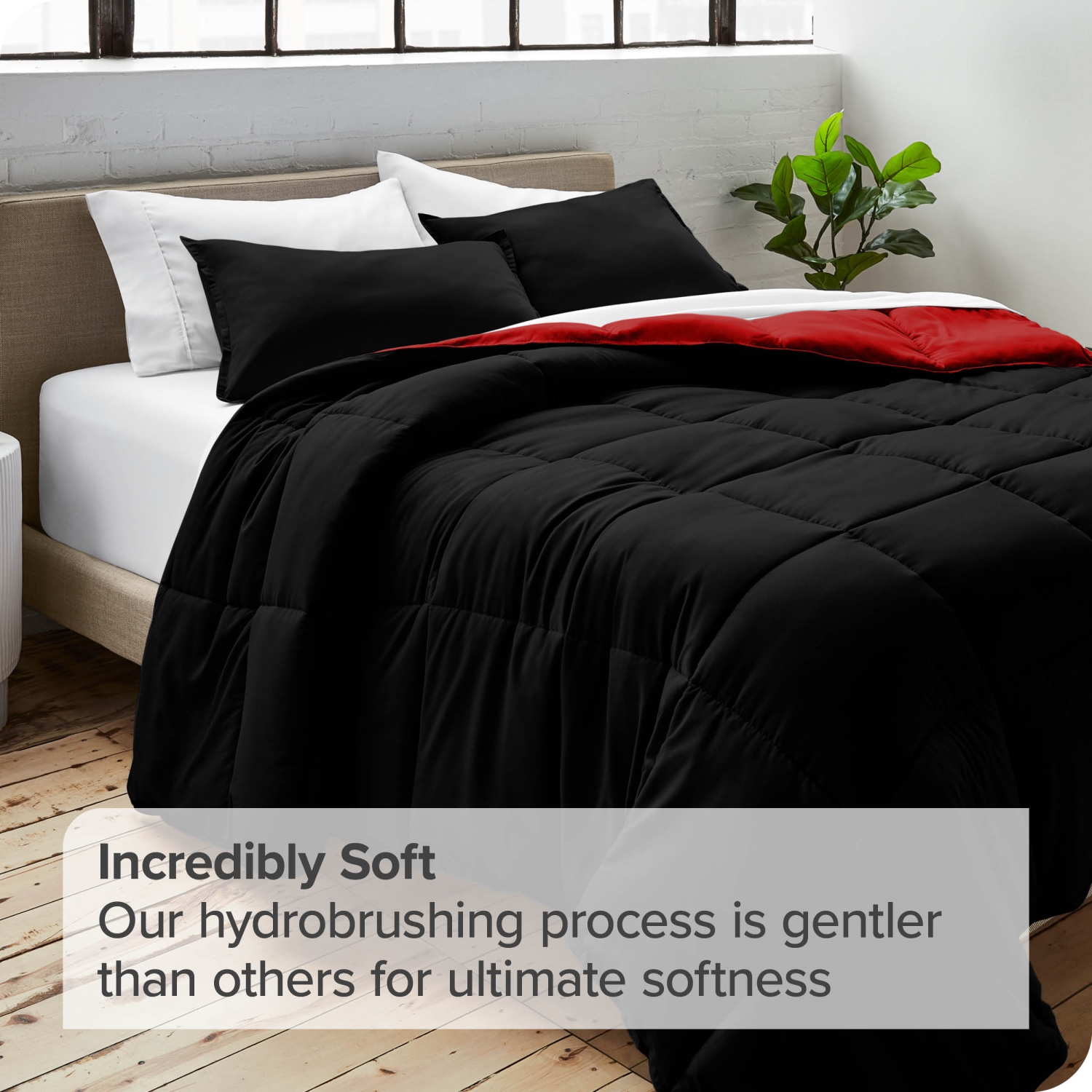 Douillette réversible Bare Home - duvet d'oie - Ultra-Soft - Série 1800 de qualité supérieure - Hypoallergénique - Grand lit surdimensionné,