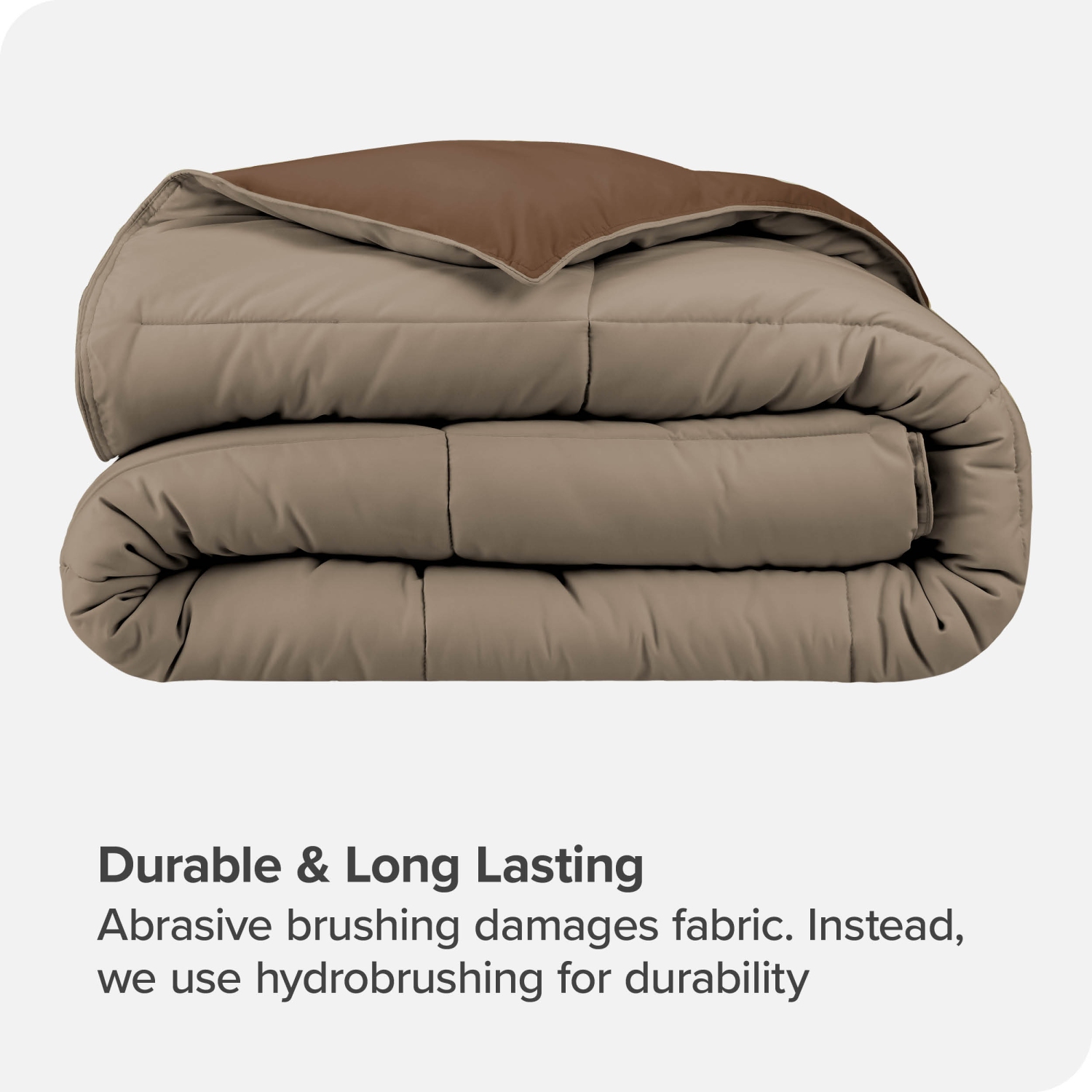 Bare Home Reversible Comforter - Goose Down Alternative - Ultra-Soft - Premium 1800 Series - Hypoallergenic - Breathable - Twin/Twin XL, Cocoa/Taupe