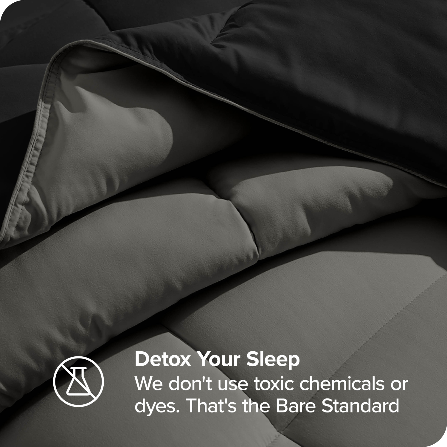 Bare Home Reversible Comforter - Goose Down Alternative - Ultra-Soft - Premium 1800 Series - Hypoallergenic - Breathable - Twin/Twin XL, Black/Grey