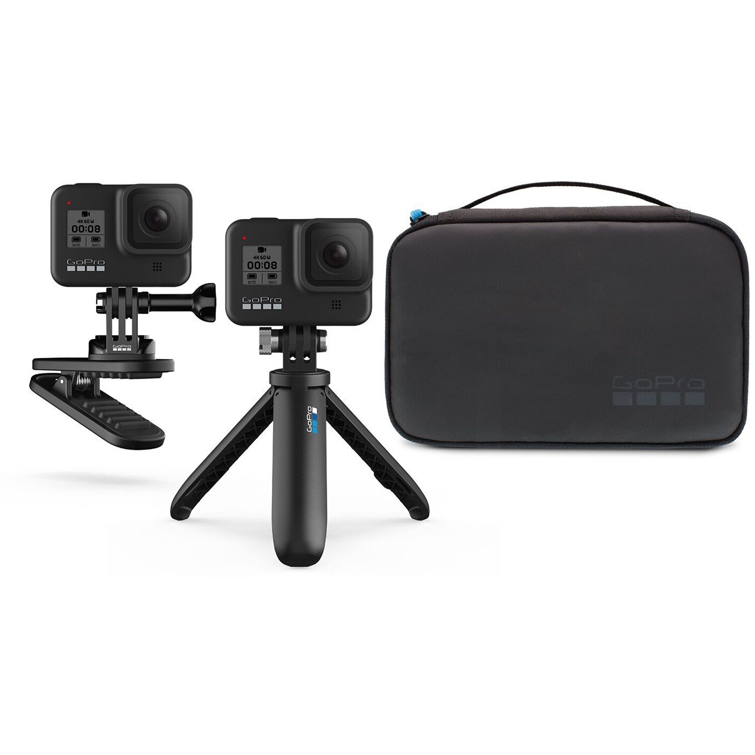 GoPro HERO9 Black MEGA Bundle - GoPro HERO 9 Black +2 Spare Battery + The Handler Tripod + Compact Case + 64 GB MicroSD Card + Travel Case and +50