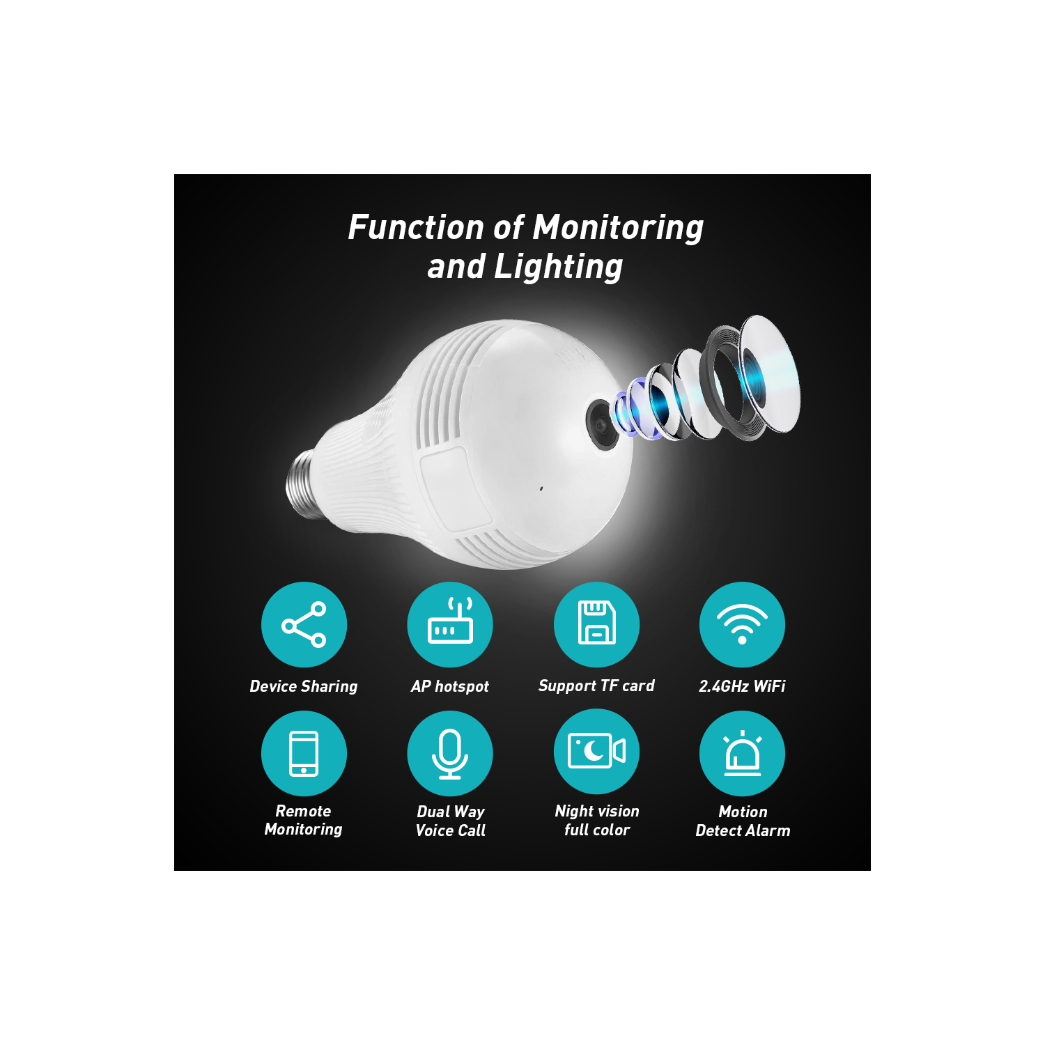 Caméra ampoule NIERBO, caméra domestique 360 panoramique Full HD 1080P, caméra WiFi 2,4 GHz, caméras de surveillance dôme, bébé à la maison, moniteur