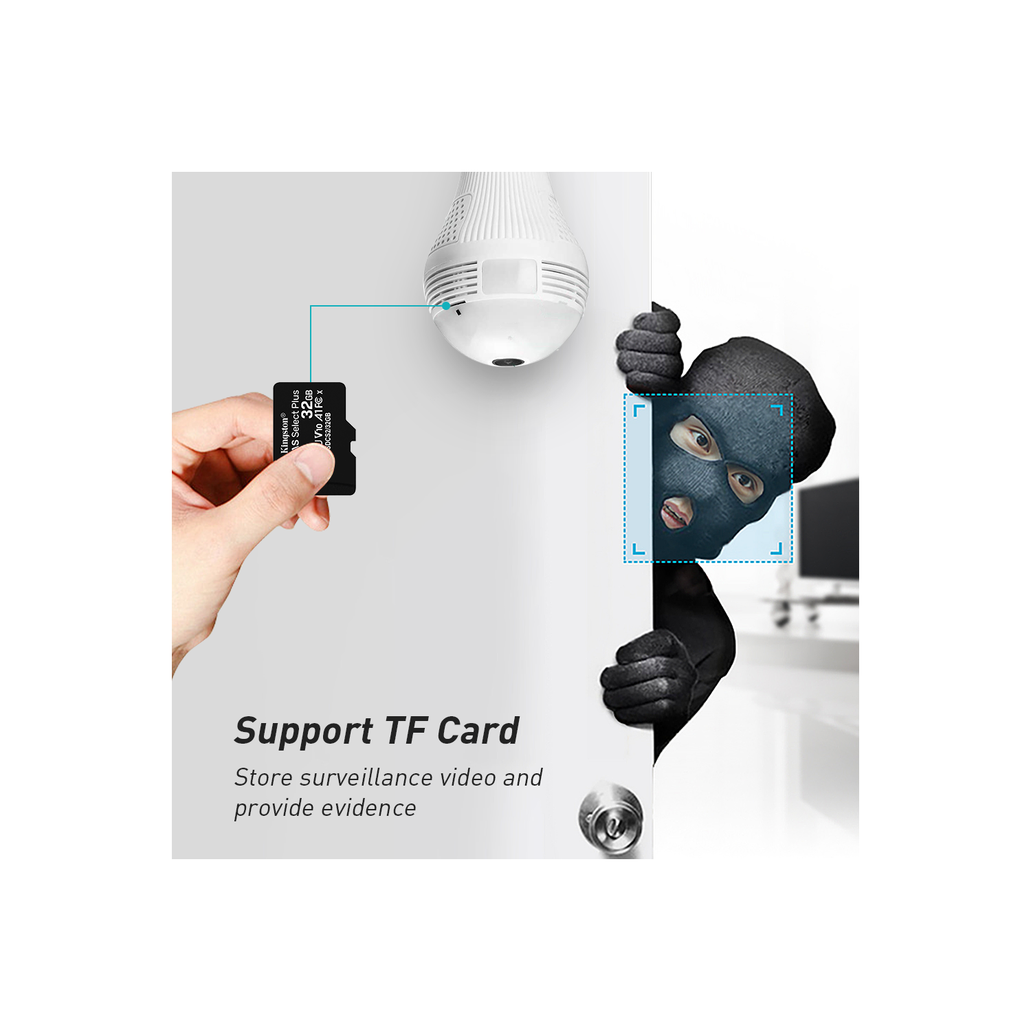 Caméra ampoule NIERBO, caméra domestique 360 panoramique Full HD 1080P, caméra WiFi 2,4 GHz, caméras de surveillance dôme, bébé à la maison, moniteur