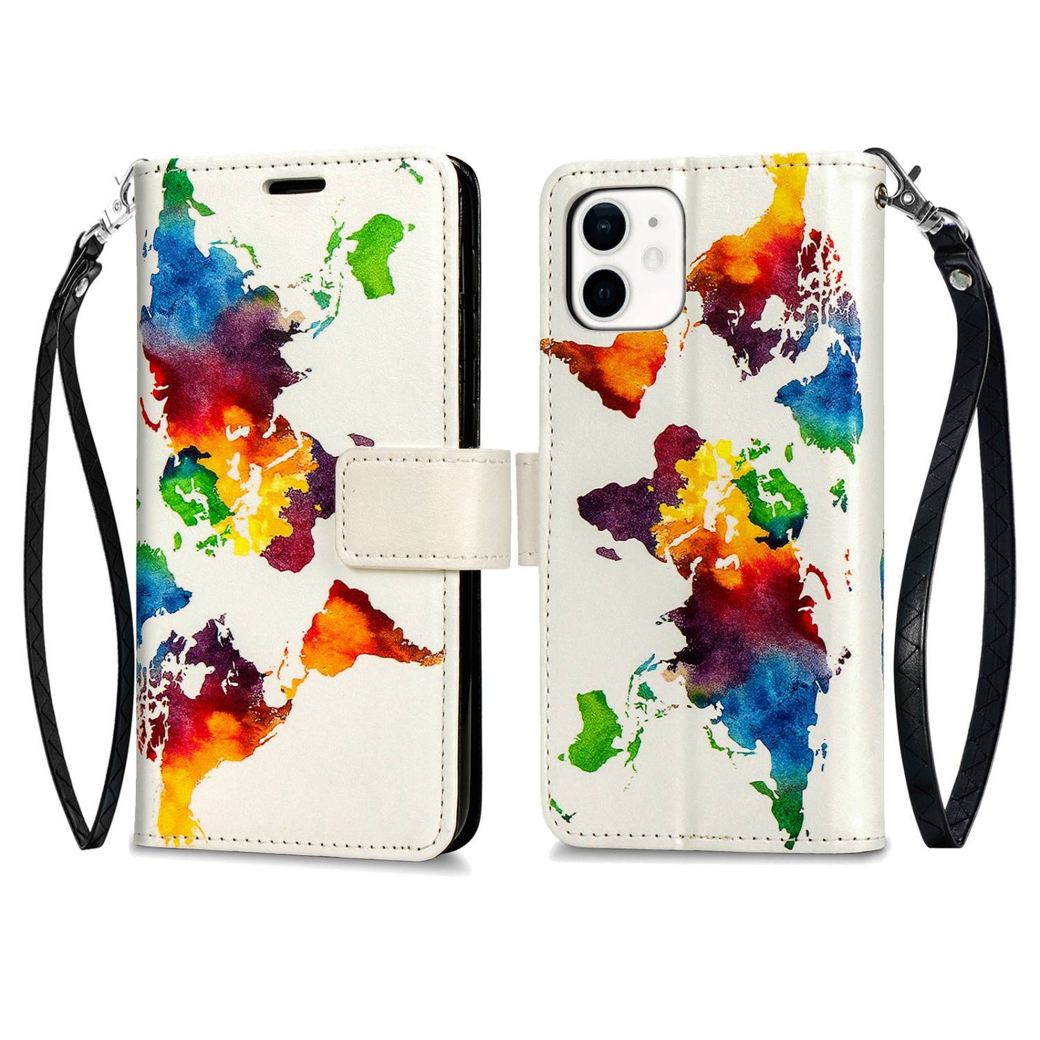 Juvenileway™ Design Folio Series Style Reassurance Flip Case pour Apple iPhone 12 mini – World