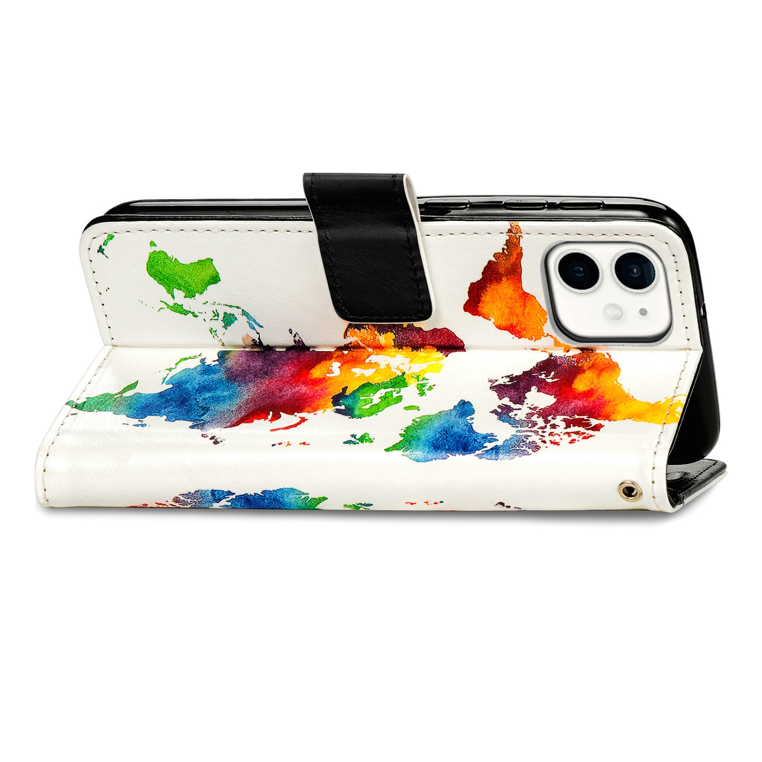 Juvenileway™ Design Folio Series Style Reassurance Flip Case pour Apple iPhone 12 mini – World