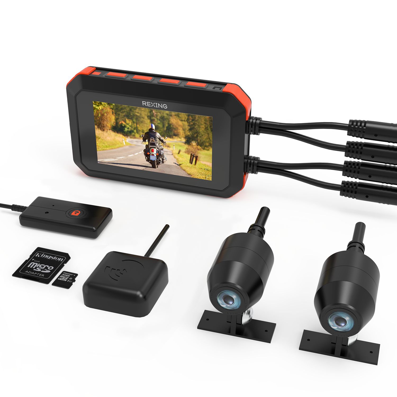 Rexing MTC1 Dual Channel 1080P Moto Dash Cam avec Wi-Fi et GPS - Noir