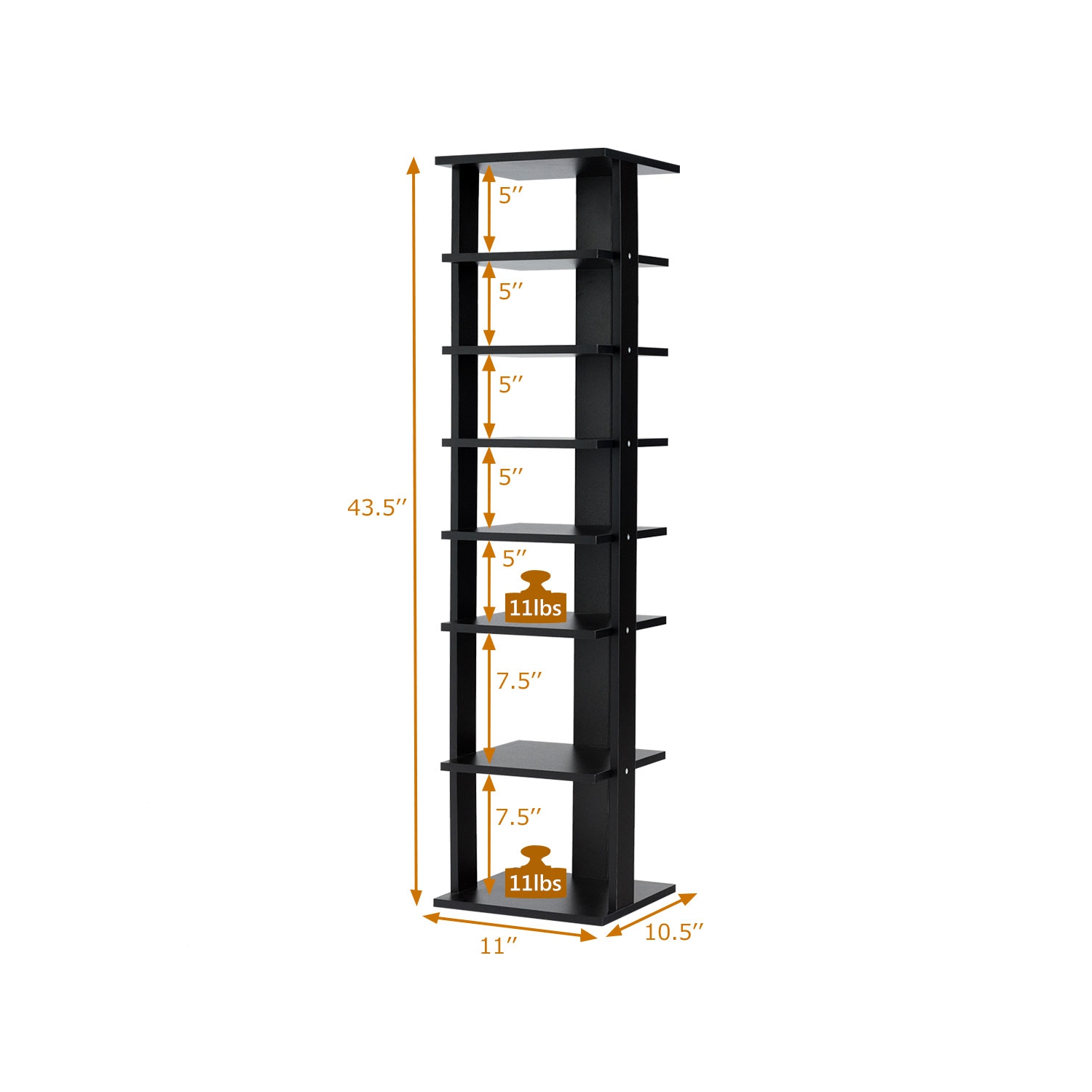 Topbuy 7-Tier Shoe Rack Free Standing Shelving Storage Organizer Compact Design Black