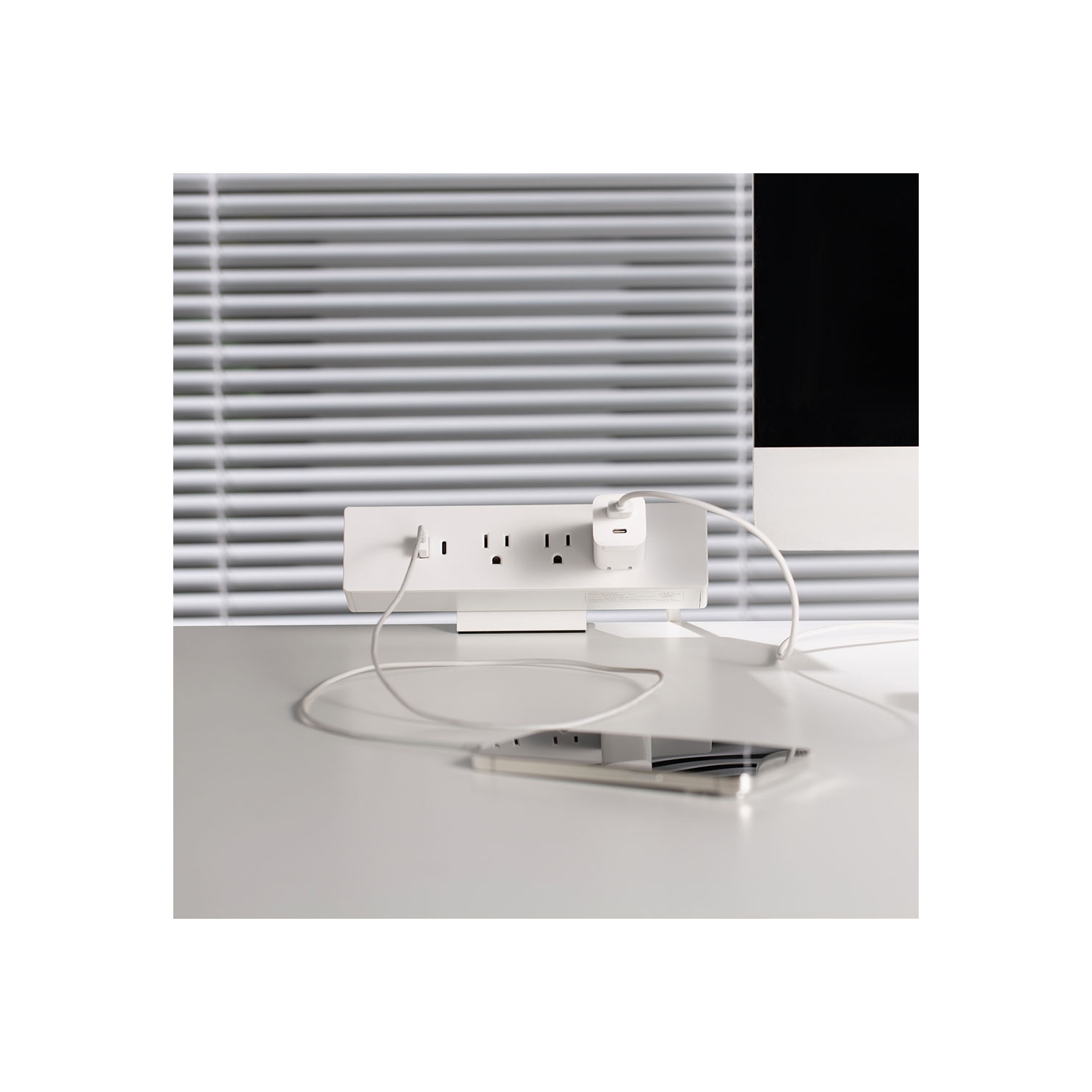 MotionGrey – barre d’alimentation avec pince de bureau, parasurtenseur de bureau, barre d’alimentation avec pince de bureau, port USB-C, 3 prises,