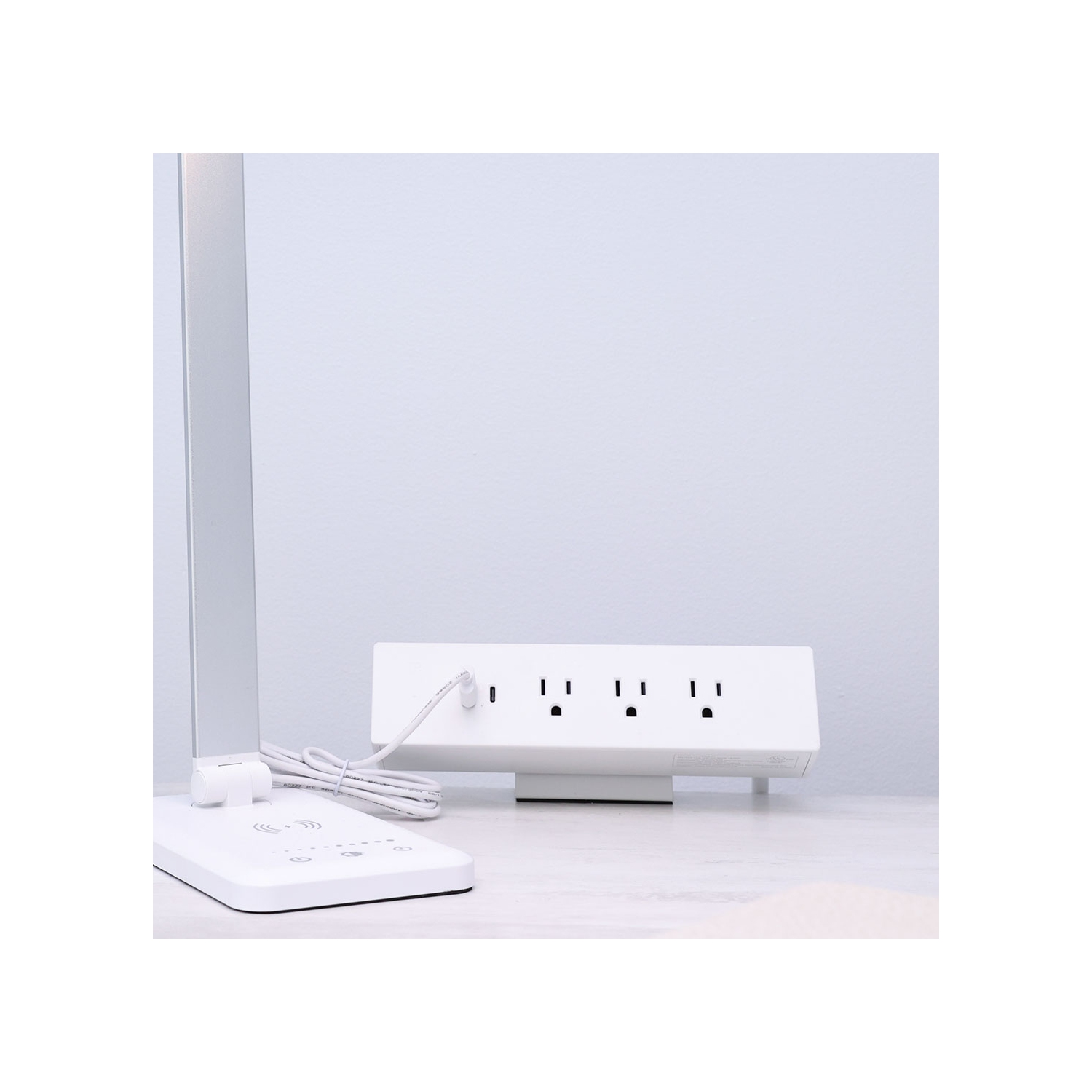 MotionGrey – barre d’alimentation avec pince de bureau, parasurtenseur de bureau, barre d’alimentation avec pince de bureau, port USB-C, 3 prises,