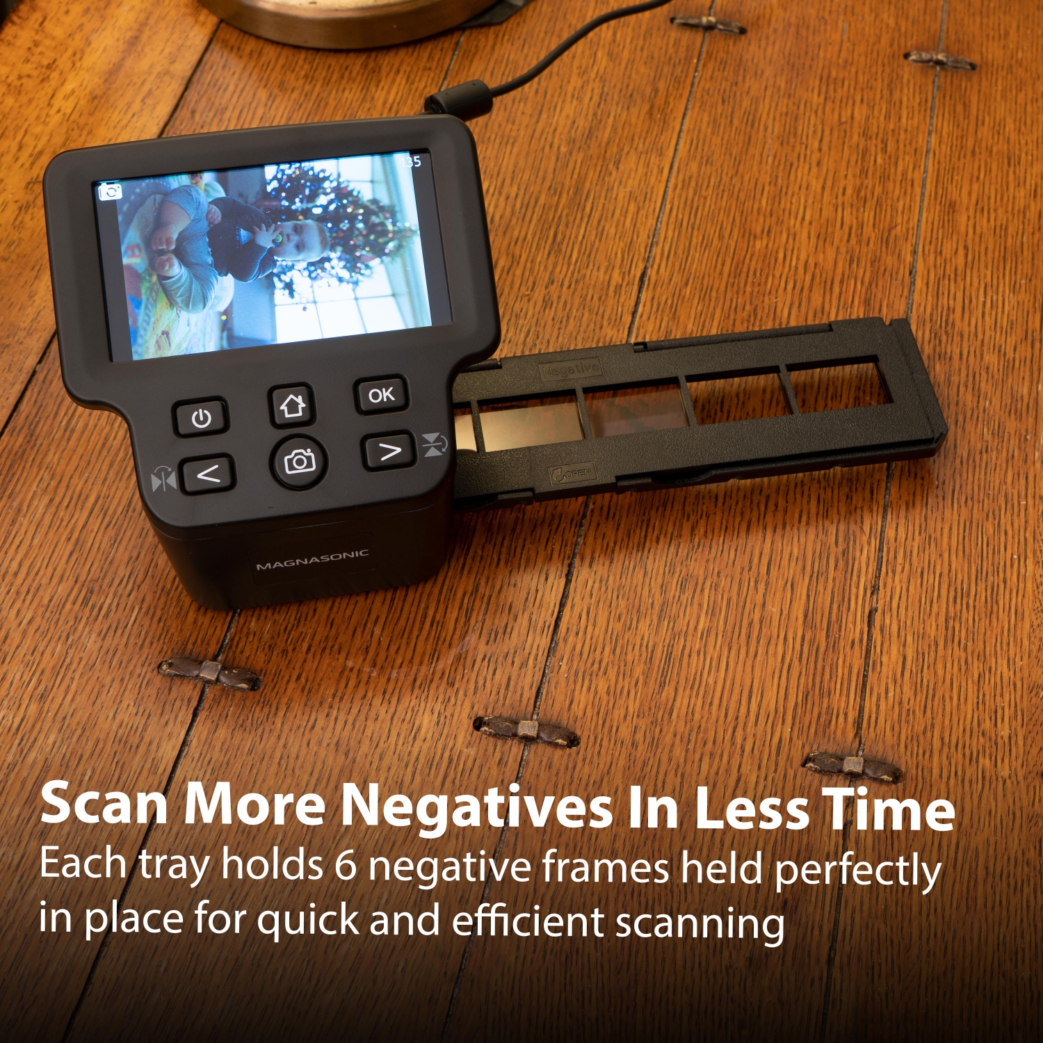 Magnasonic Long Tray Negative Film Holder for 35mm Compatible Film Scanners, Holds 6 Frames, Easy to Use - Set of 3