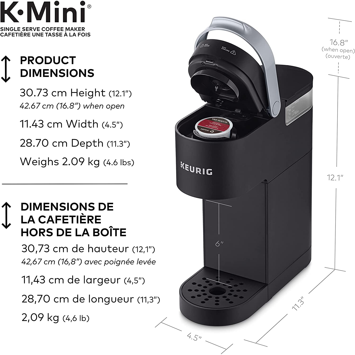 Keurig K-Mini Single Serve K-Cup Pod Coffee Maker, Made From At Least 20% Recycled Plastic, Matte Black