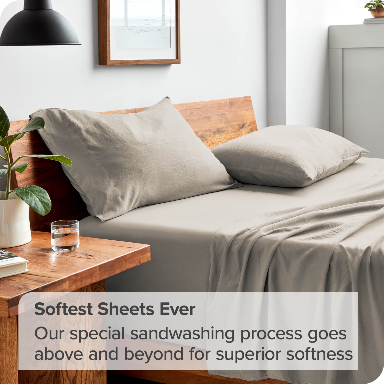 Bare Home Sandwashed Sheet Set - Premium 1800 Ultra-Soft Microfiber Bed Sheets - Double Brushed - Hypoallergenic - Stain Resistant