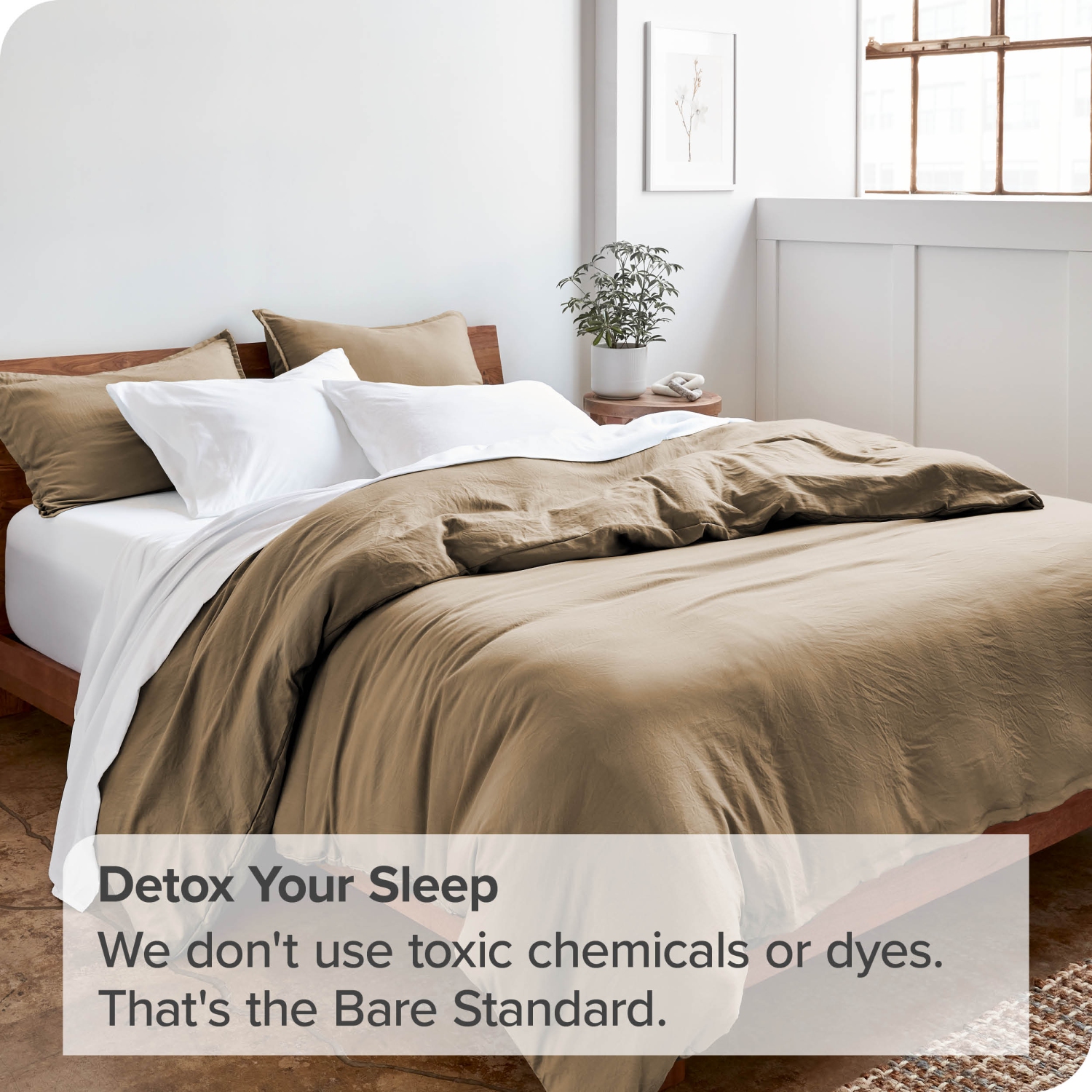 Bare Home Washed Duvet Cover and Sham Set - Premium 1800 Ultra-Soft Brushed Microfiber - Hypoallergenic, Stain Resistant - Queen, Pebble