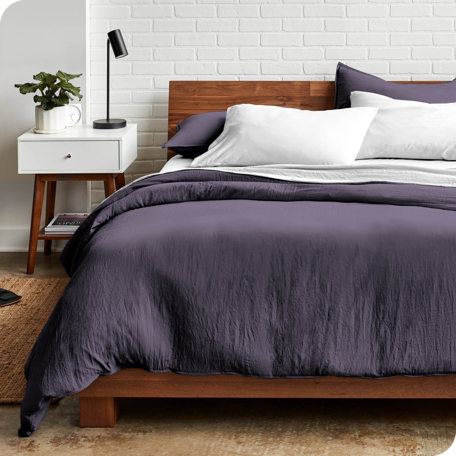Bare Home Washed Duvet Cover and Sham Set - Premium 1800 Ultra-Soft Brushed Microfiber - Hypoallergenic, Stain Resistant - Queen, Dusty Purple
