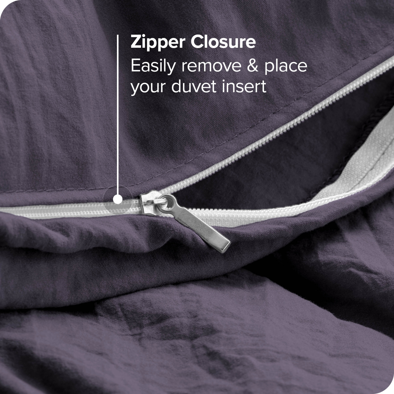 Bare Home Washed Duvet Cover and Sham Set - Premium 1800 Ultra-Soft Brushed Microfiber - Hypoallergenic, Stain Resistant - Queen, Dusty Purple