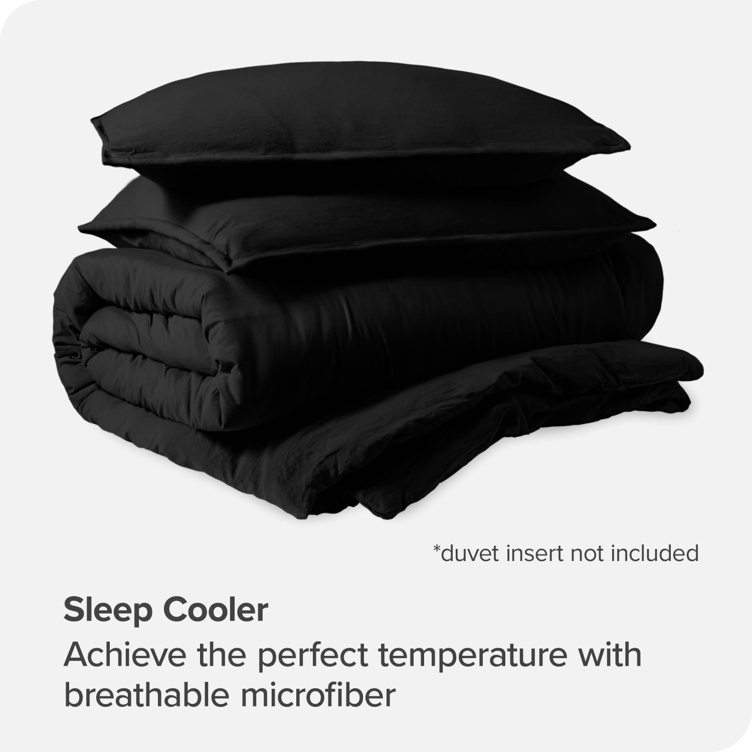 Bare Home Washed Duvet Cover and Sham Set - Premium 1800 Ultra-Soft Brushed Microfiber - Hypoallergenic, Stain Resistant - Oversized King, Black