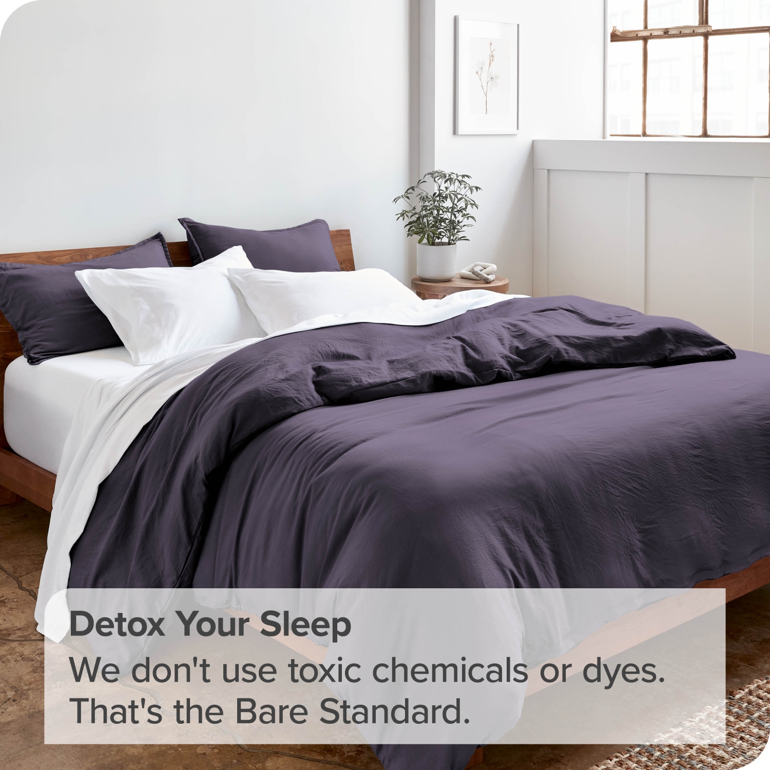 Bare Home Washed Duvet Cover and Sham Set - Premium 1800 Ultra-Soft Brushed Microfiber - Hypoallergenic, Stain Resistant - Twin/Twin XL, Dusty Purple