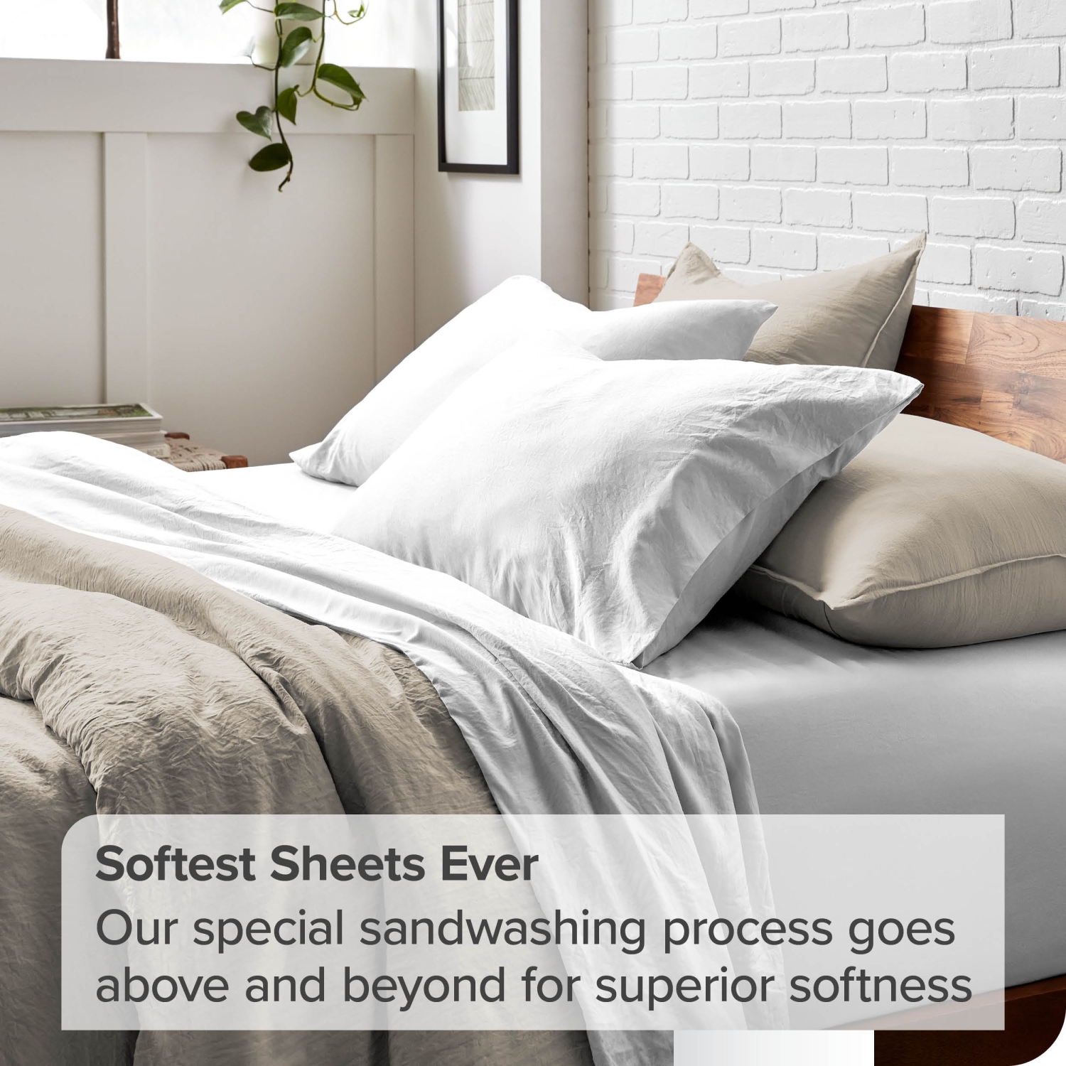 Bare Home Washed Duvet Cover and Sham Set - Premium 1800 Ultra-Soft Brushed Microfiber - Hypoallergenic, Stain Resistant - King/California King, Fog