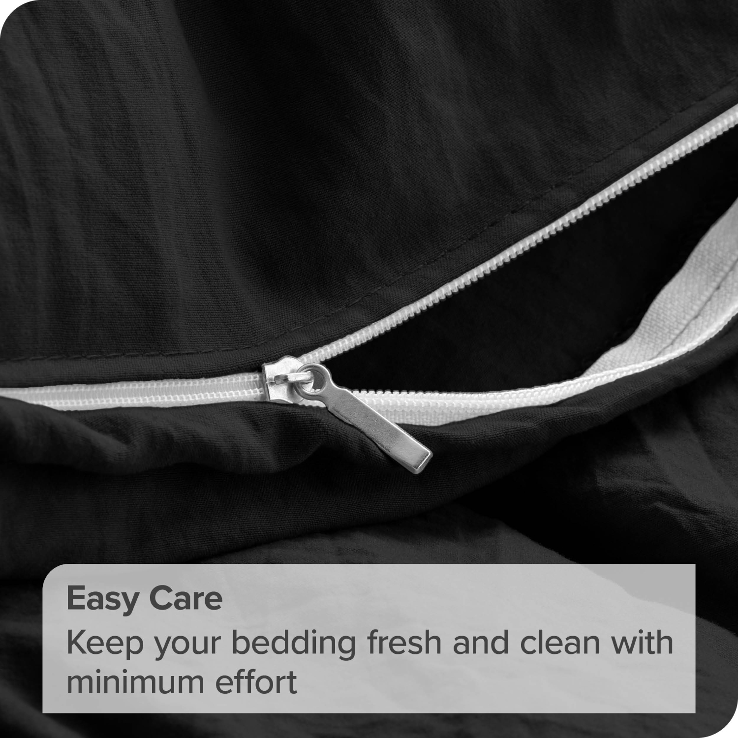 Bare Home Washed Duvet Cover and Sham Set - Premium 1800 Ultra-Soft Brushed Microfiber - Hypoallergenic, Stain Resistant - King/California King, Black