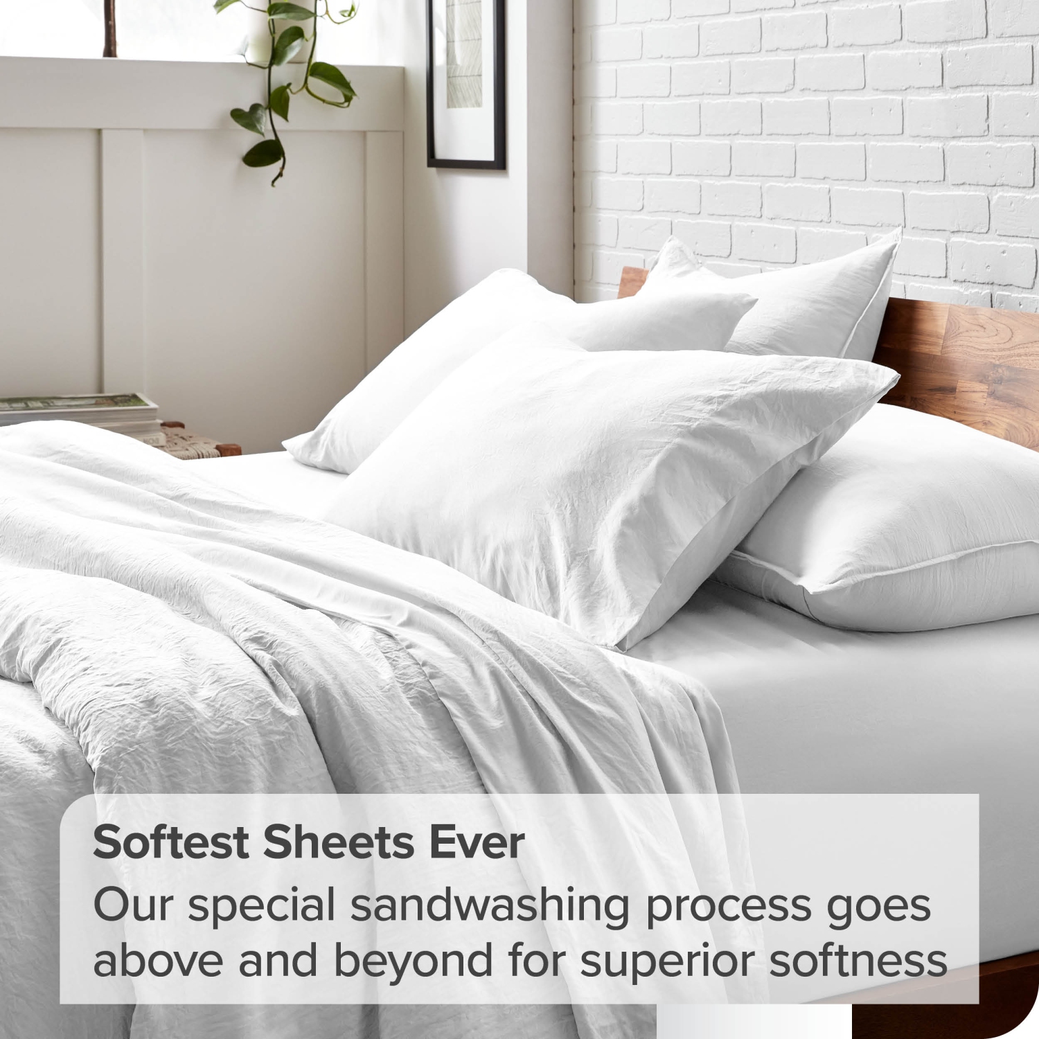 Bare Home Washed Duvet Cover and Sham Set - Premium 1800 Ultra-Soft Brushed Microfiber - Hypoallergenic, Stain Resistant - Queen, Wite